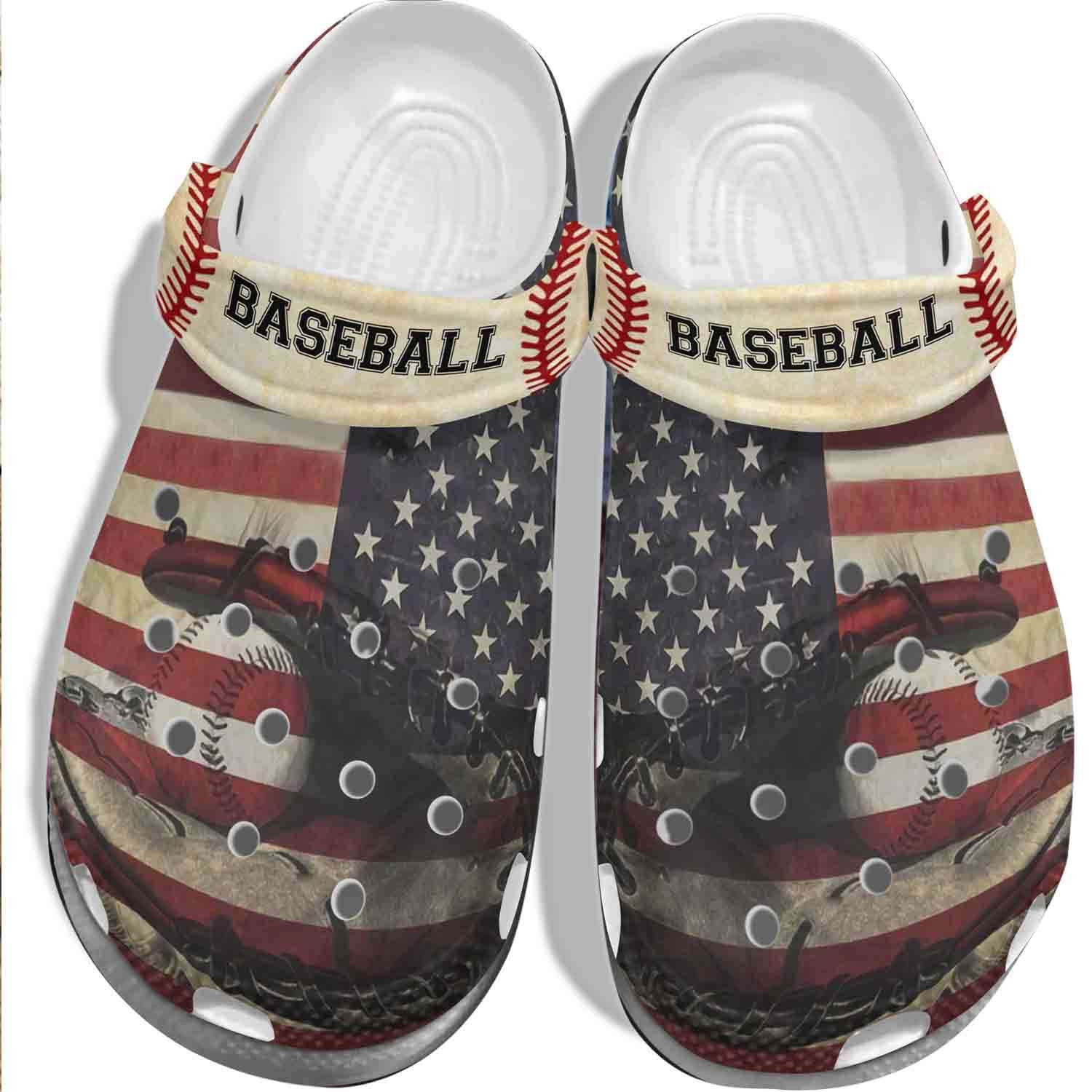 Footwearmerch American Flag Baseball Crocband Clog Shoes
