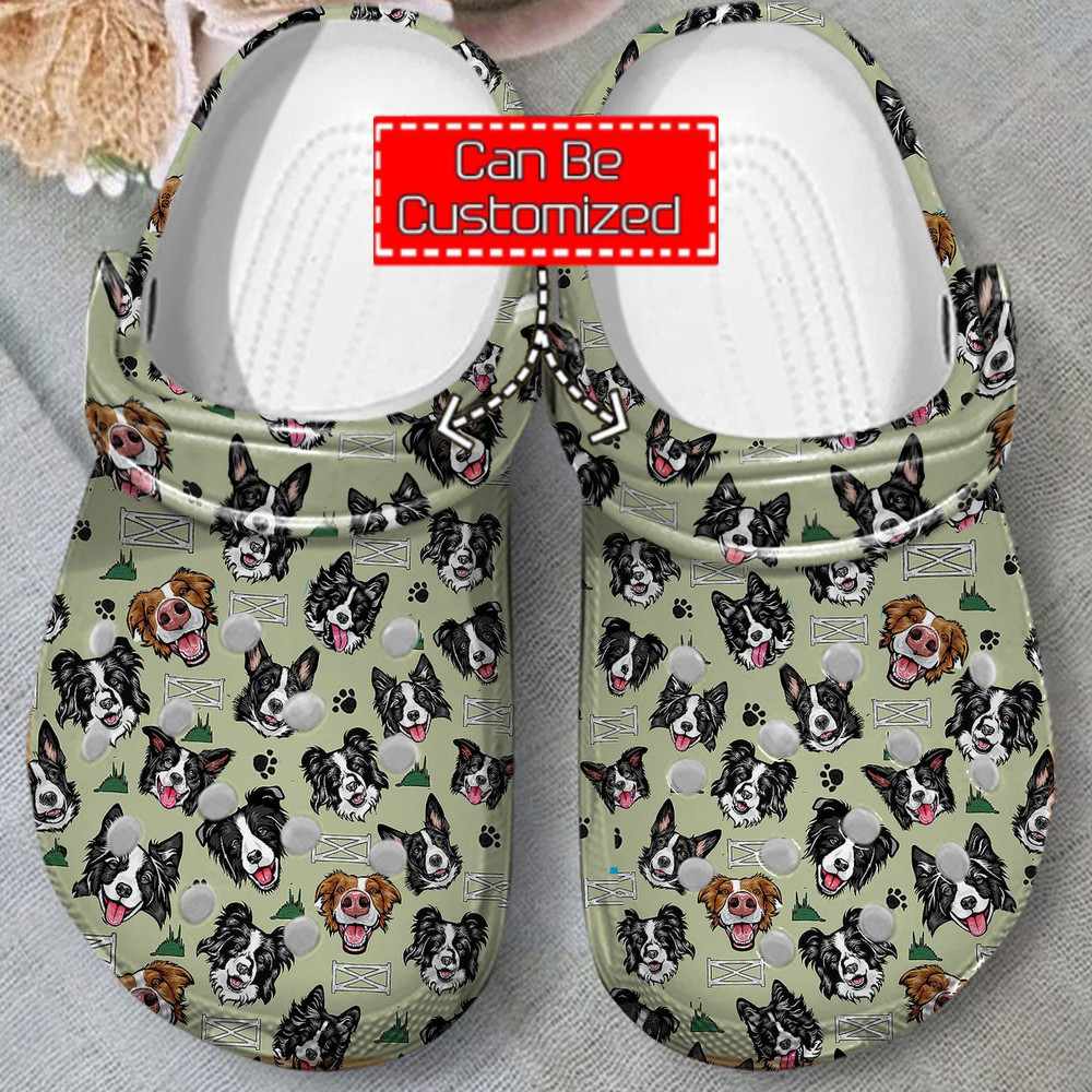 Footwearmerch Animal Print - Border Collie Pattern Clog Shoes For Men And Women