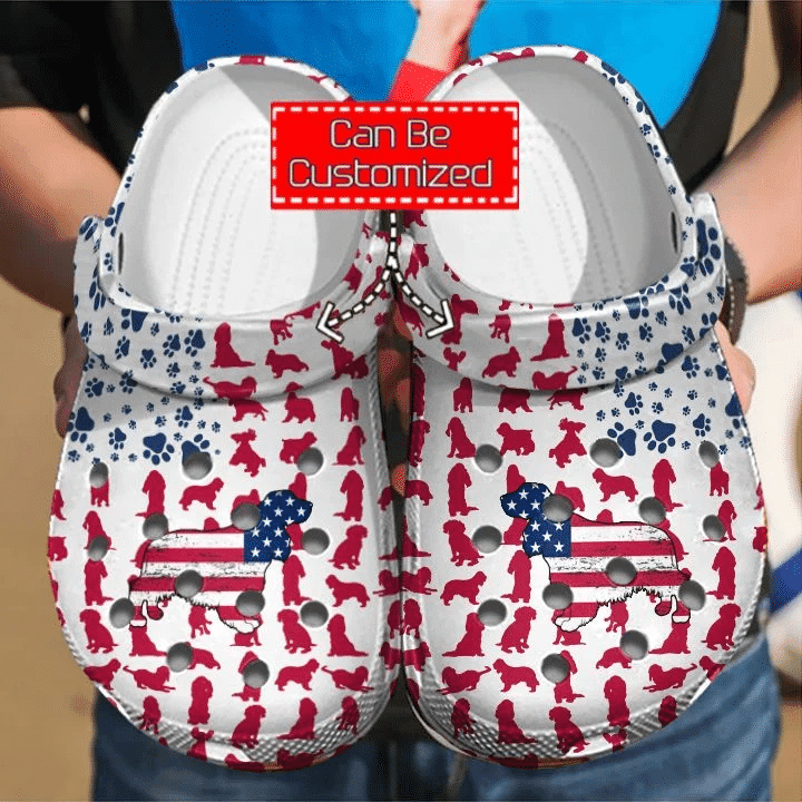 Footwearmerch Animal Print - Cocker Spaniel American Flag Clog Shoes For Men And Women