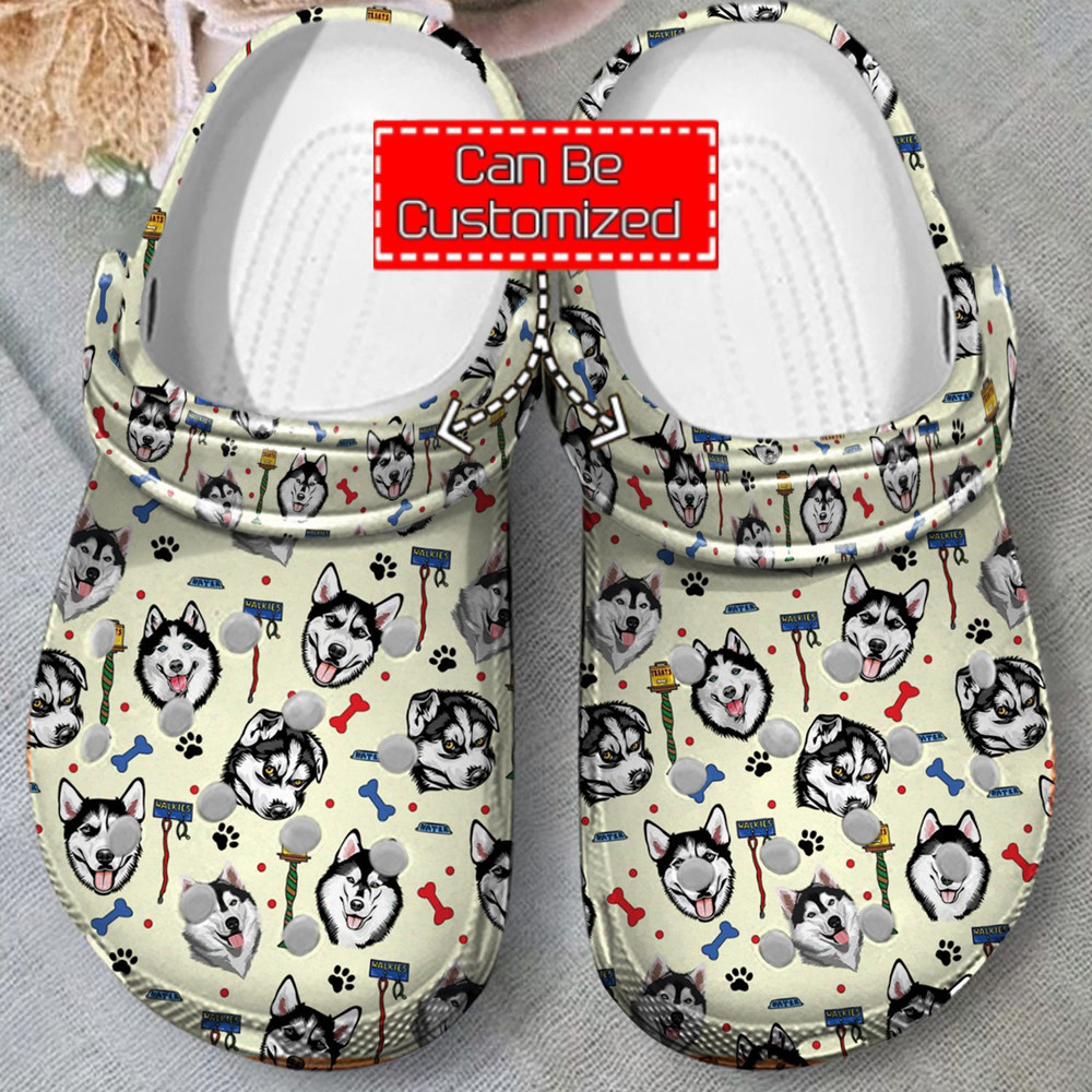 Footwearmerch Animal Print - Siberian Husky Clog Shoes For Men And Women