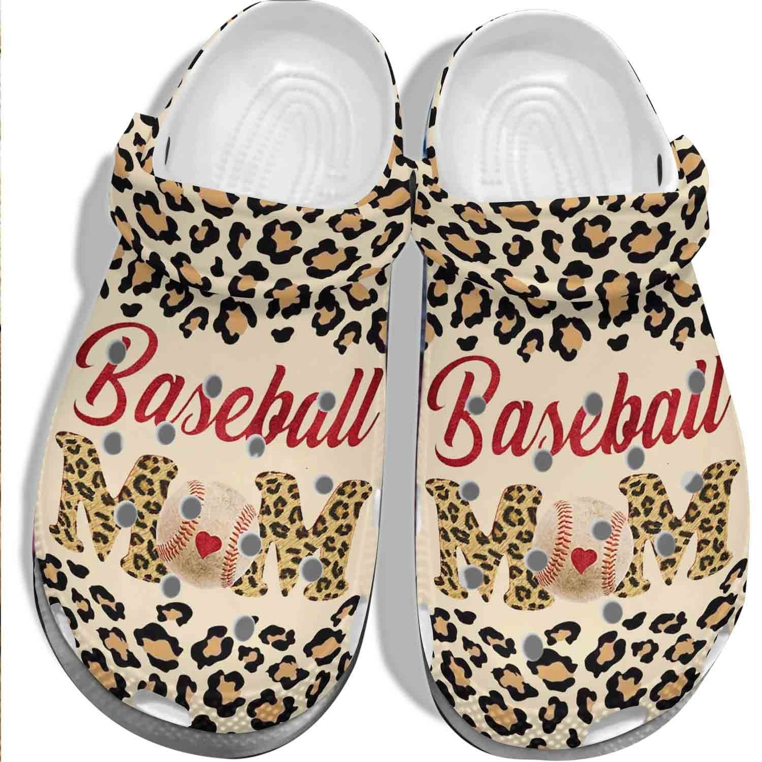 Footwearmerch Animal Skin Baseball With Heart Outdoor Shoe - Baseball Mom Custom Shoes Clogs For Mother Day