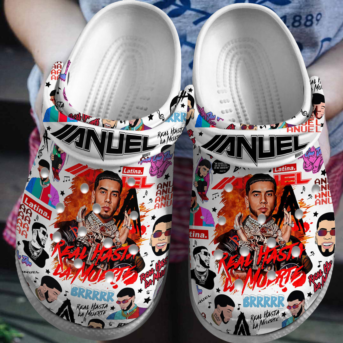 Footwearmerch Anuel AA Music Crocs Crocband Clogs Shoes Comfortable For Men Women and Kids