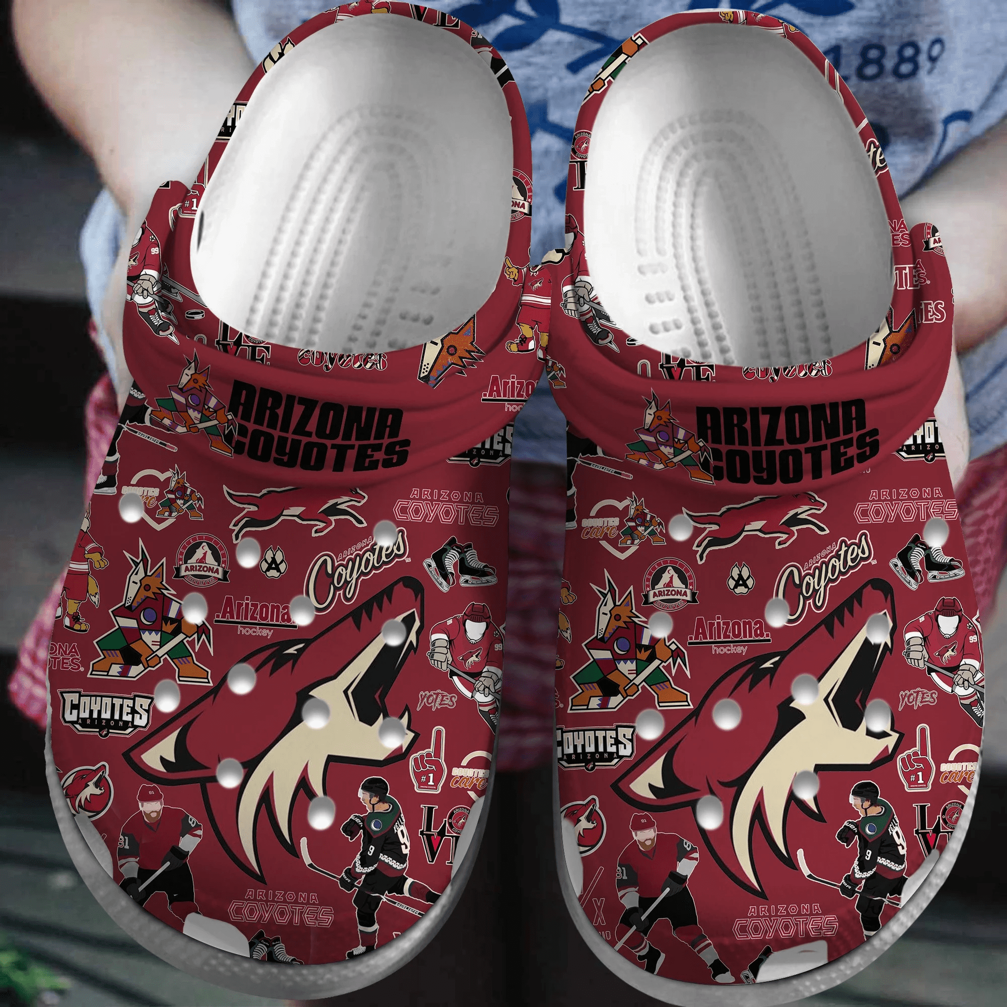 Footwearmerch Arizona Coyotes NHL Sport Crocs Crocband Clogs Shoes Comfortable For Men Women and Kids
