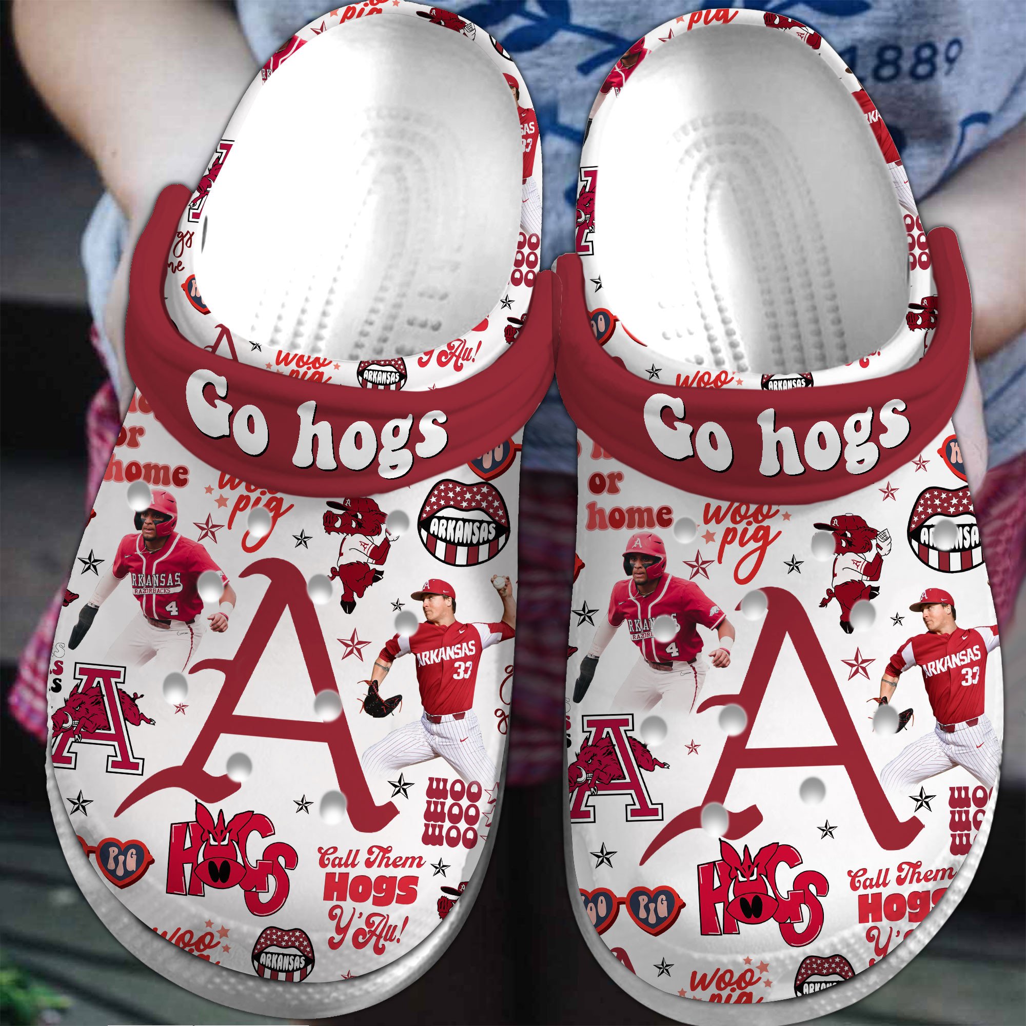 Footwearmerch Arkansas Razorbacks NCAA Sport Crocs Crocband Clogs Shoes Comfortable For Men Women and Kids