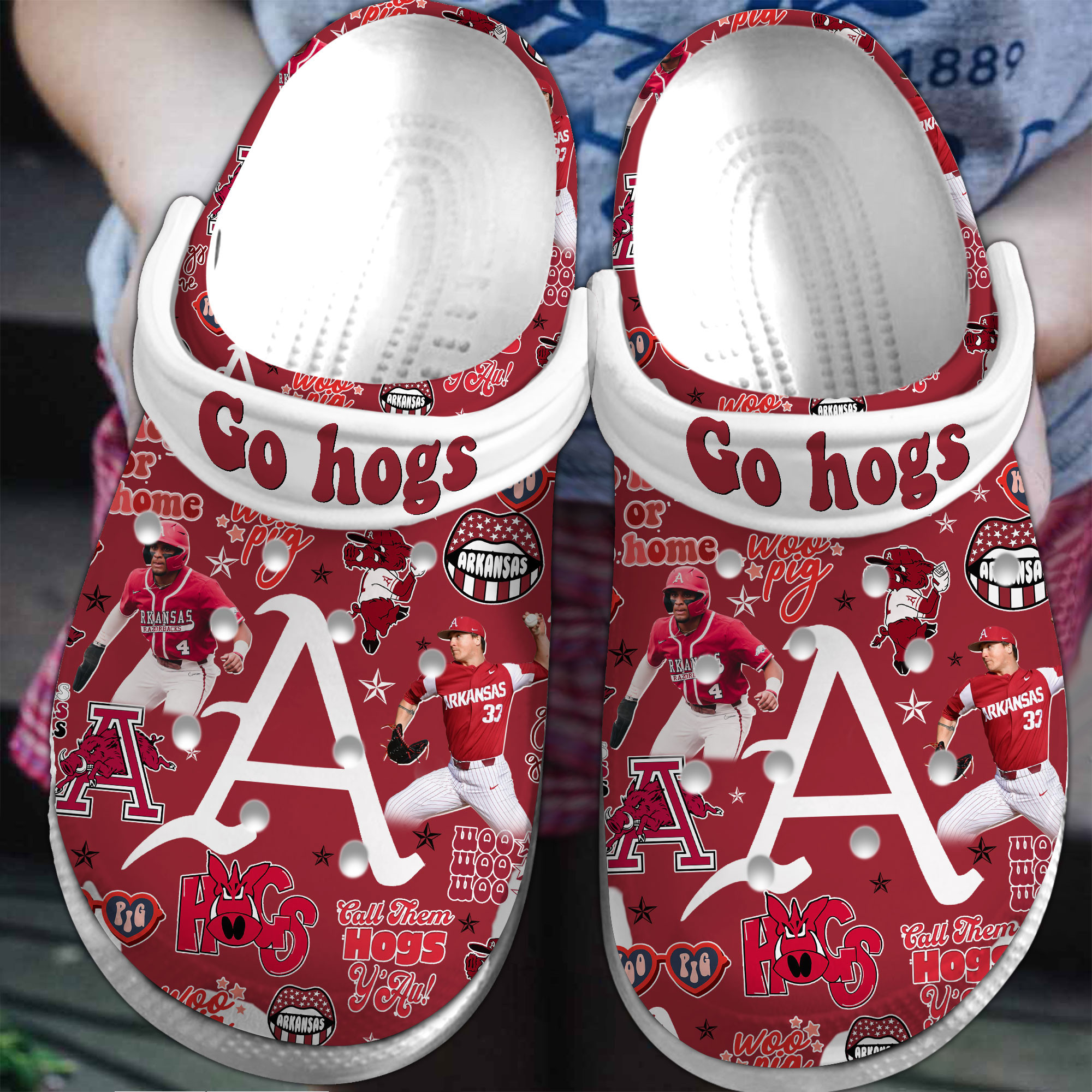 Footwearmerch Arkansas Razorbacks NCAA Sport Crocs Crocband Clogs Shoes Comfortable For Men Women and Kids