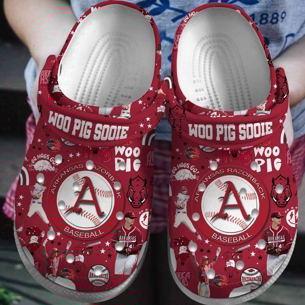 Footwearmerch Arkansas Razorbacks NCAA Sport Crocs Crocband Clogs Shoes Comfortable For Men Women and Kids