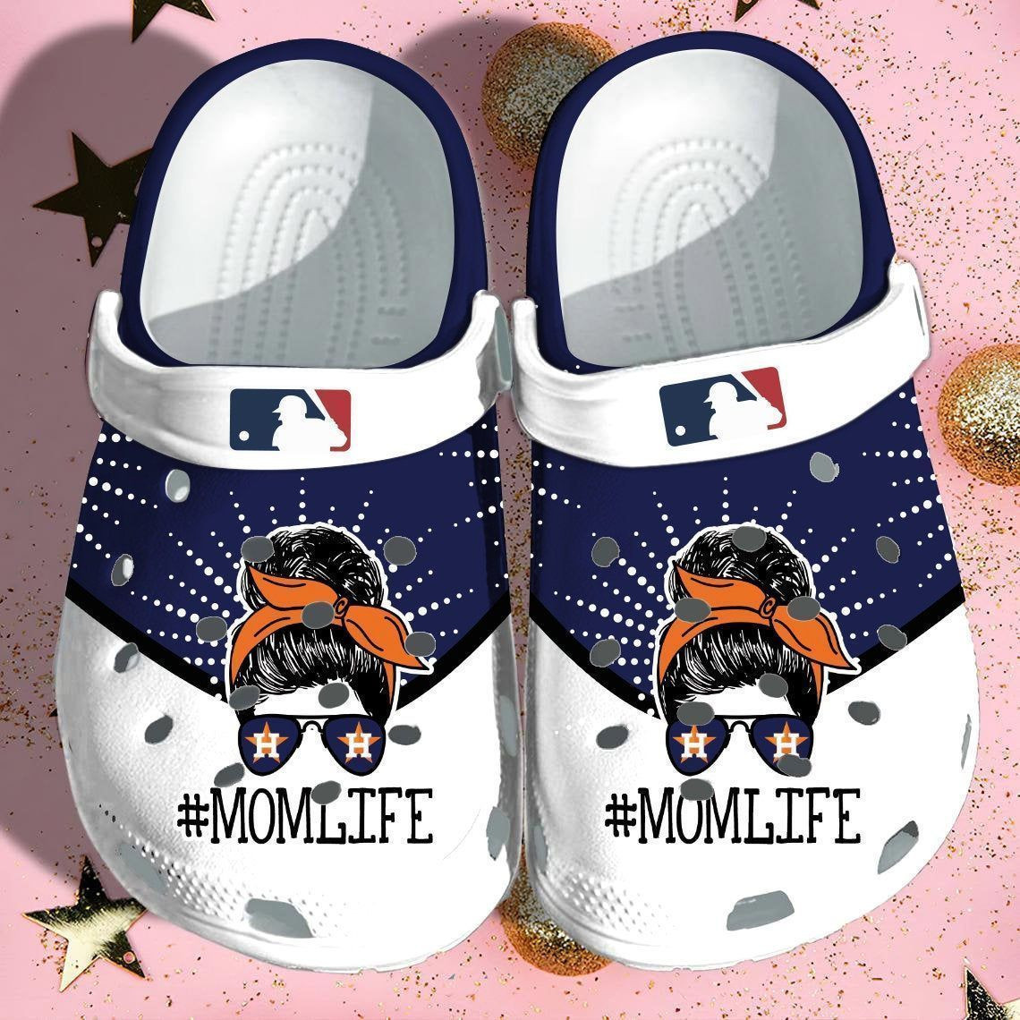 Footwearmerch Astros Mom Life Gift For Fan Rubber Clog Shoescrocband Clogs