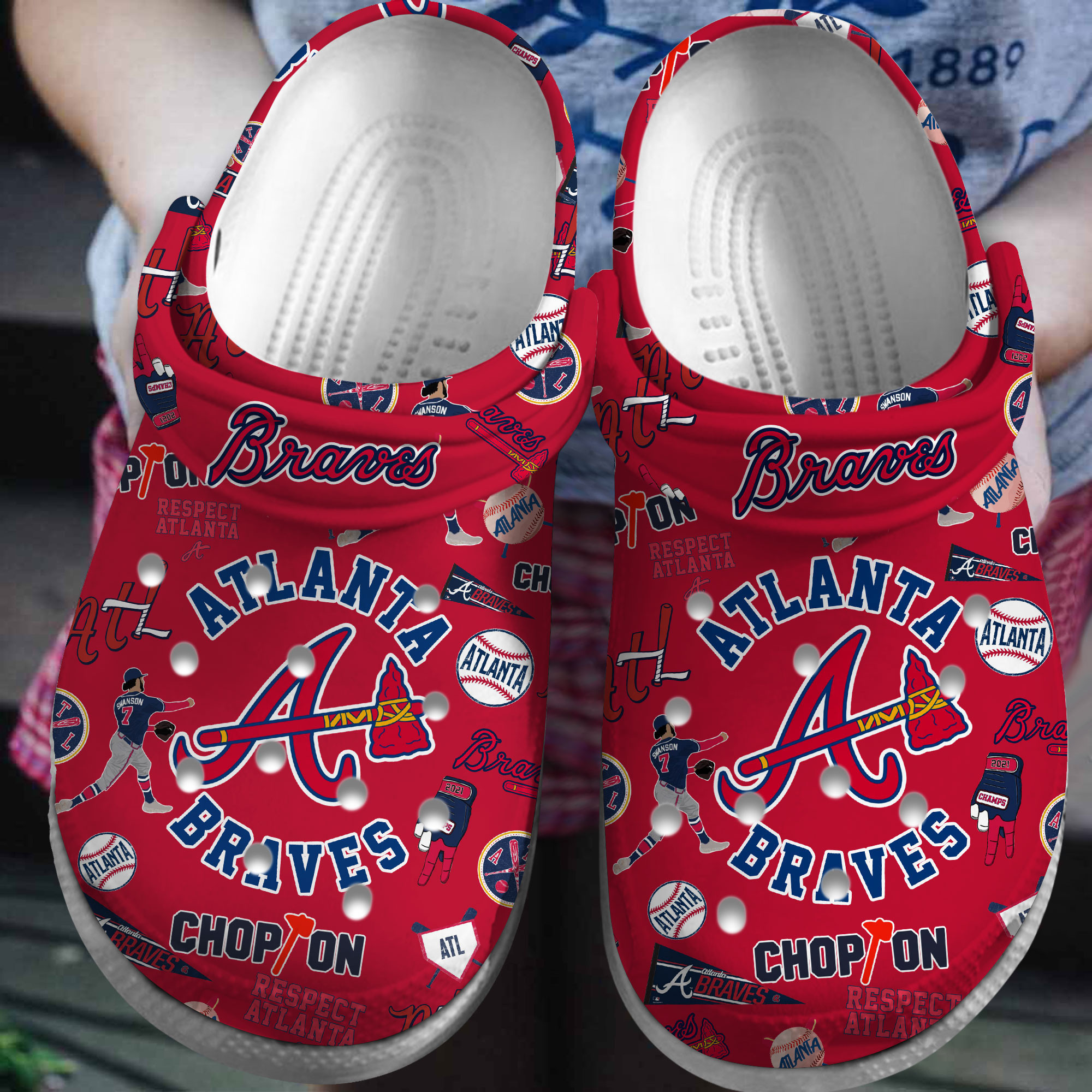 Footwearmerch Atlanta Braves MLB Sport Crocs Crocband Clogs Shoes Comfortable For Men Women and Kids