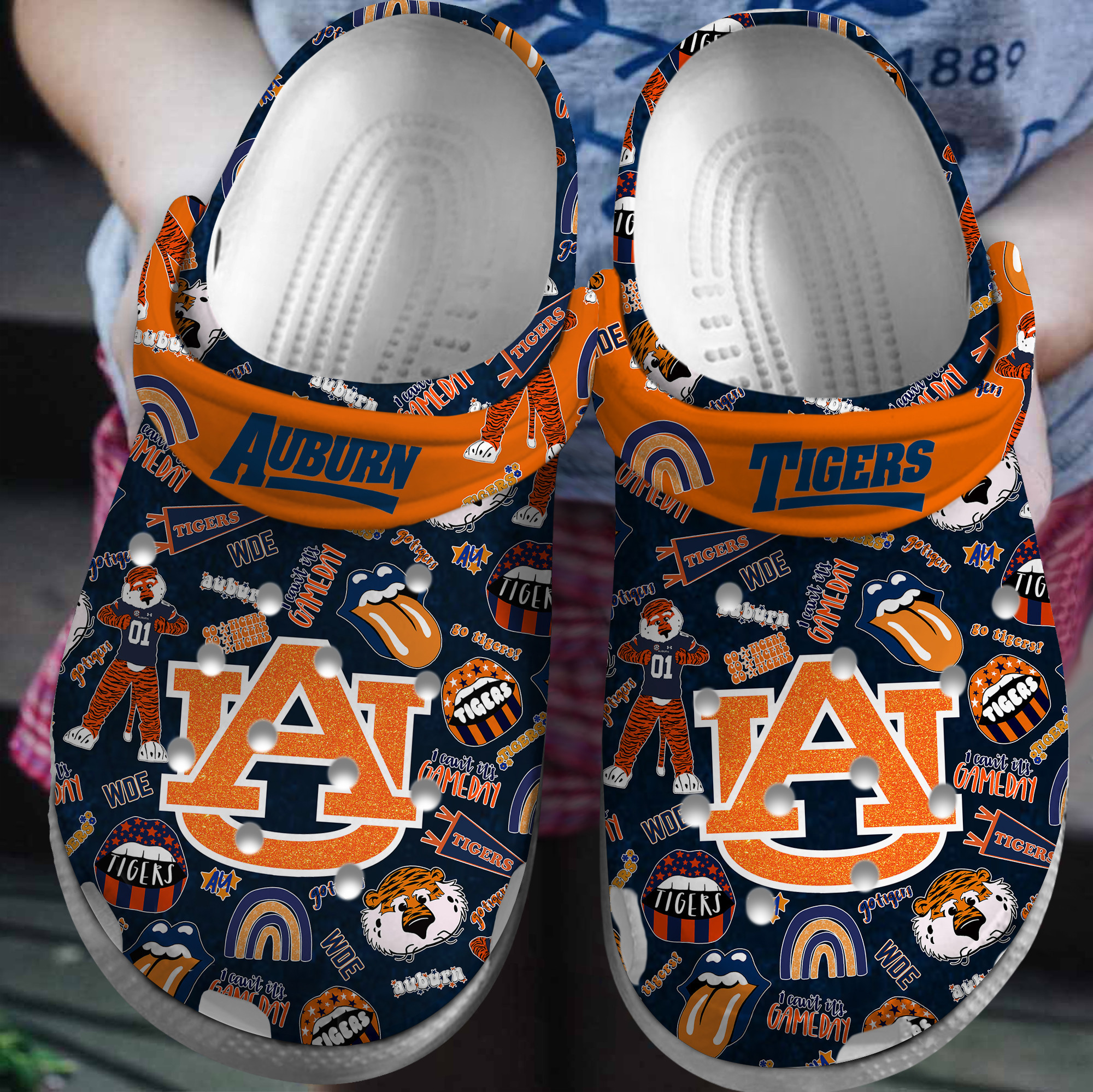 Footwearmerch Auburn Tigers NCAA Sport Crocs Crocband Clogs Shoes Comfortable For Men Women and Kids