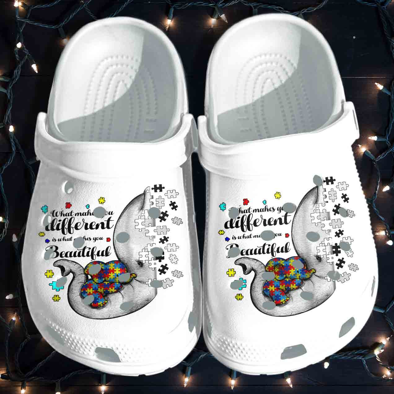 Footwearmerch Autism Awareness Elephant Mom Puzzle Crocband Clog Shoes For Men Women