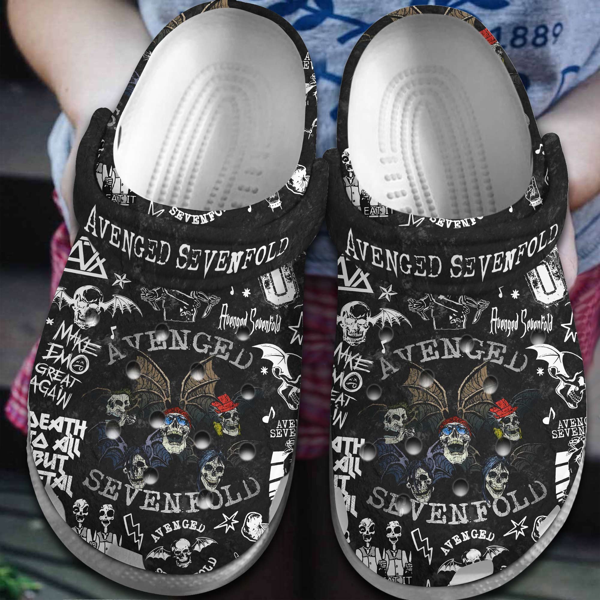 Footwearmerch Avenged Sevenfold Music Band Crocs Crocband Clogs Shoes Comfortable For Men Women and Kids