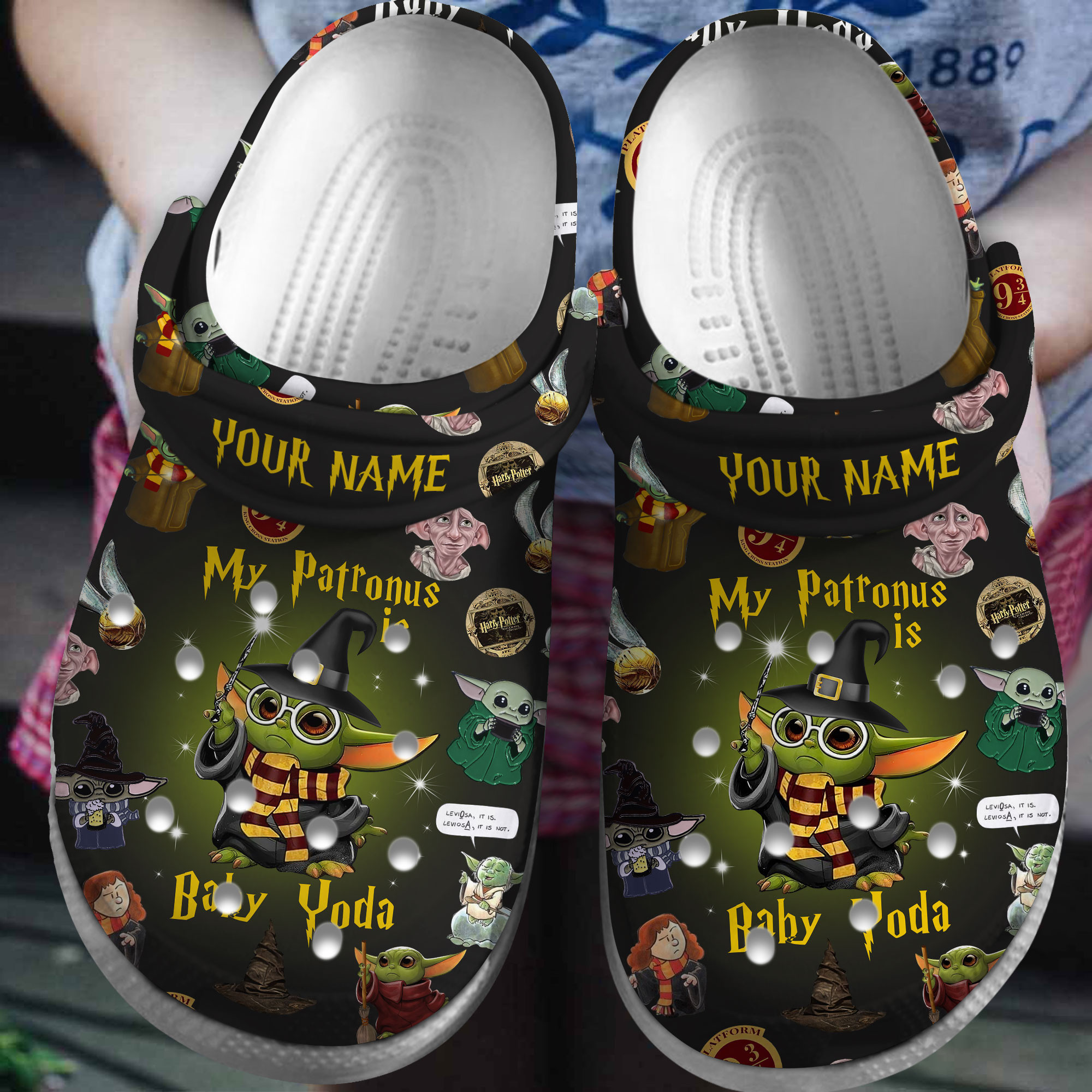 Footwearmerch Baby Yoda And Harry Potter Movie Crocs Crocband Clogs Shoes Comfortable For Men Women and Kids