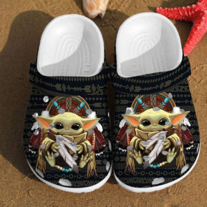 Footwearmerch Baby Yoda Native American Unique Gifts For Star Wars Fan Love Independence Us Day Clog Shoes