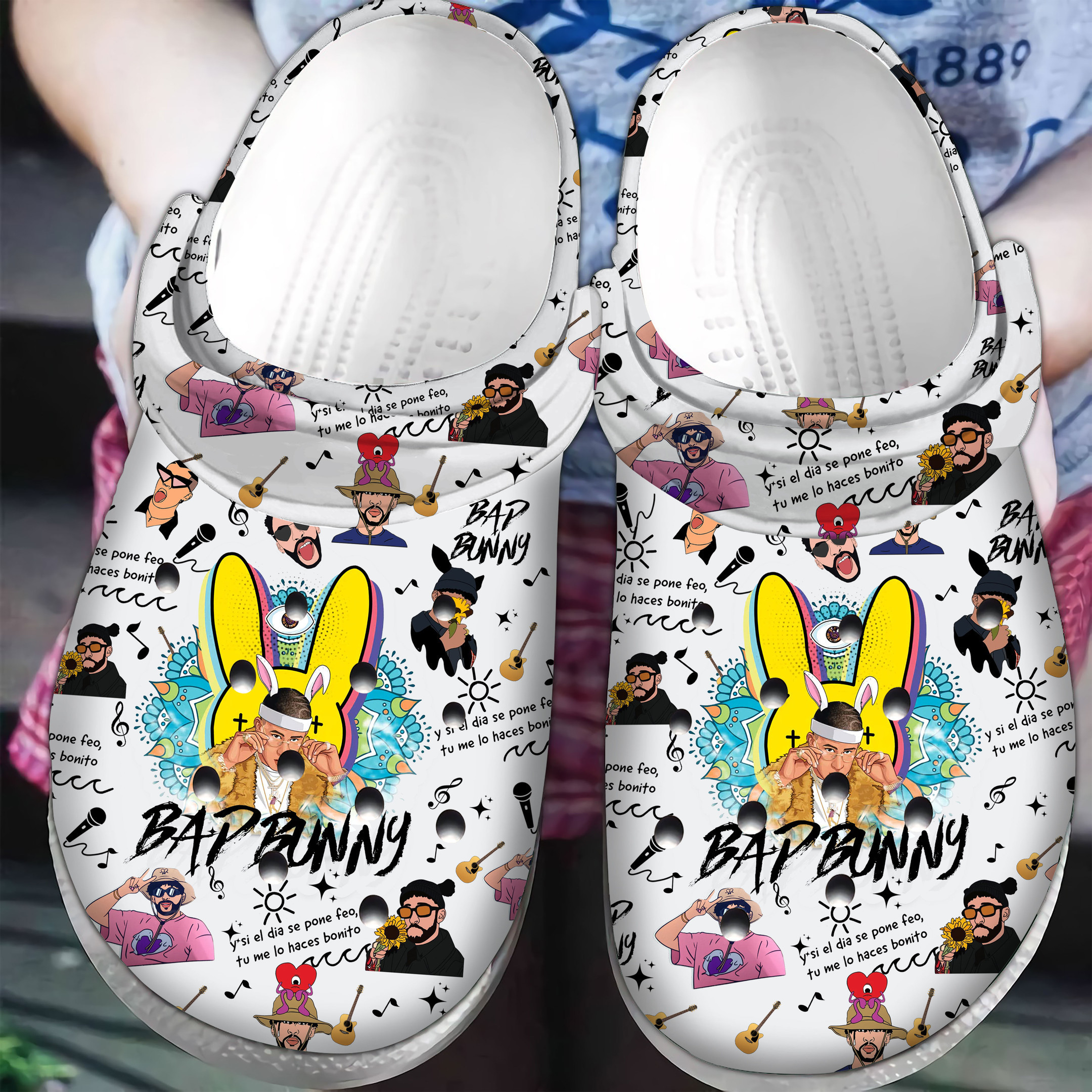 Footwearmerch Bad Bunny Music Crocs Crocband Clogs Shoes Comfortable For Men Women and Kids