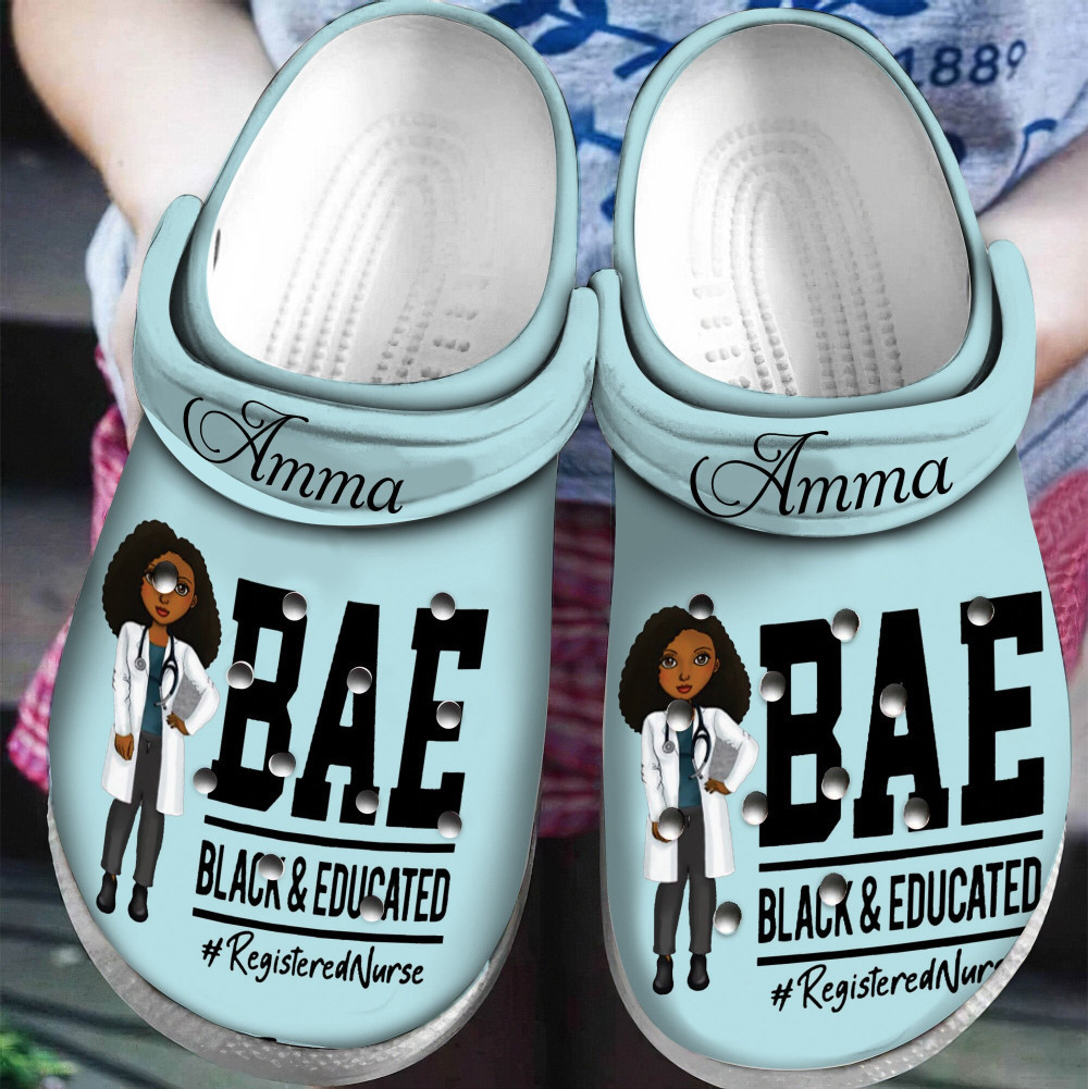 Footwearmerch Bae Black Educated Register Nurse For Men And Womens Gift For Fan Classic Water Rubber clog Shoes Comfy Footwear