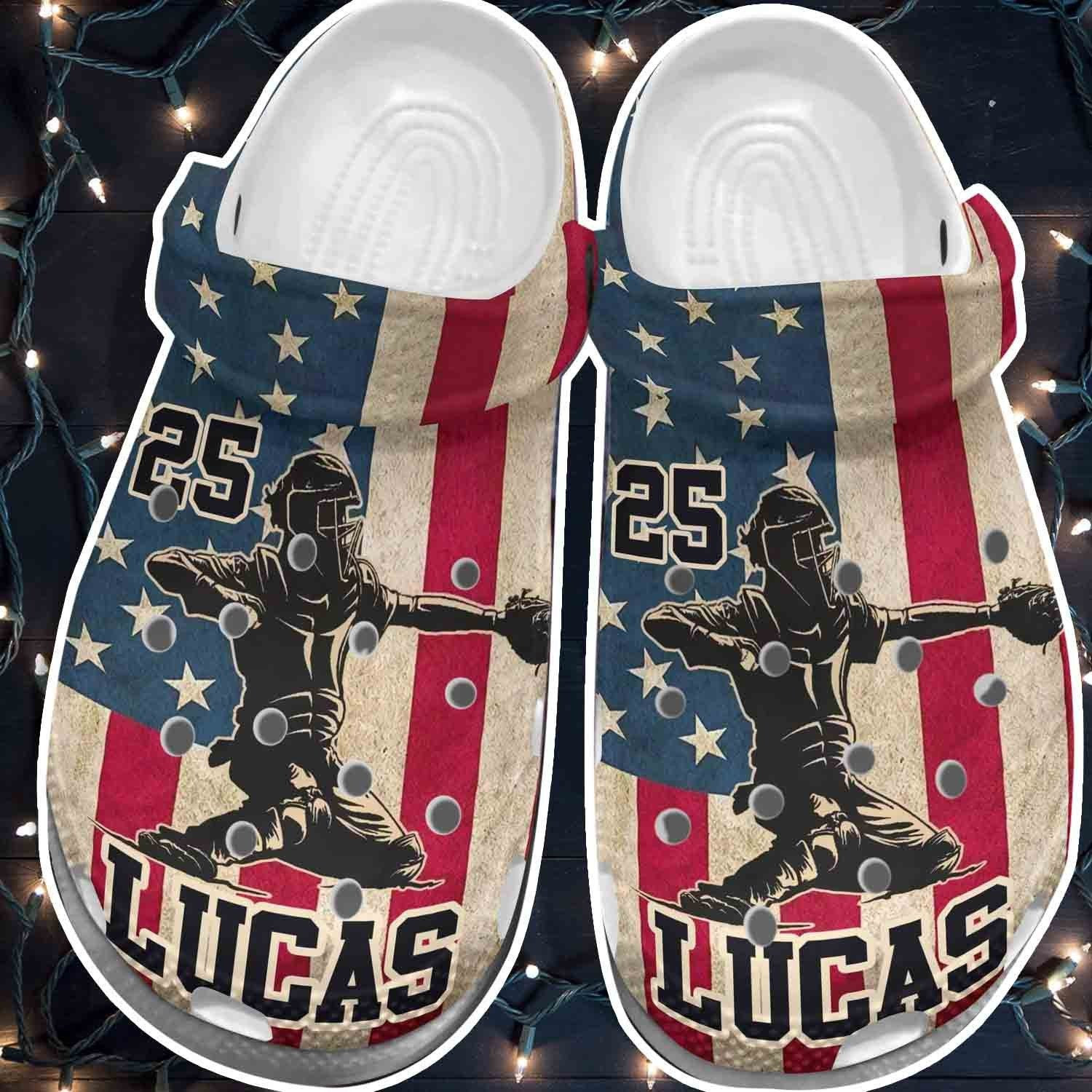 Footwearmerch Baseball 4Th Of July Usa Flag Shoes For Batter - America Flag Personalized clogs