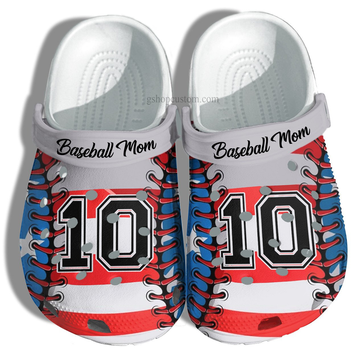 Footwearmerch Baseball America Flag Croc Shoes Customize Name Number Player- Baseball 4Th Of July Shoes Gift Birthday Son