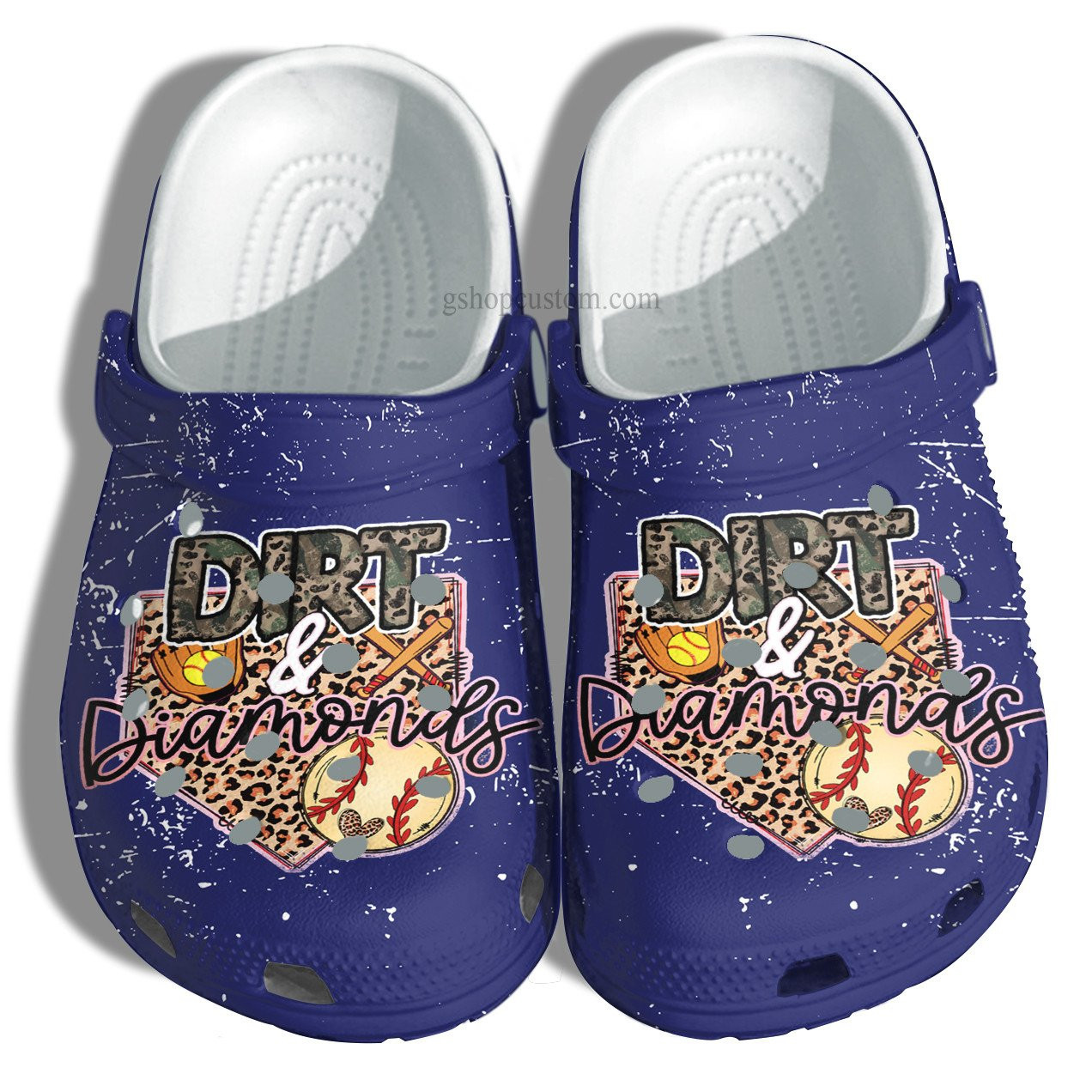 Footwearmerch Baseball Dirt And Diamonds Leopard Vintage Shoes - Baseball Mom Leopard Skin Shoes Croc Clogs