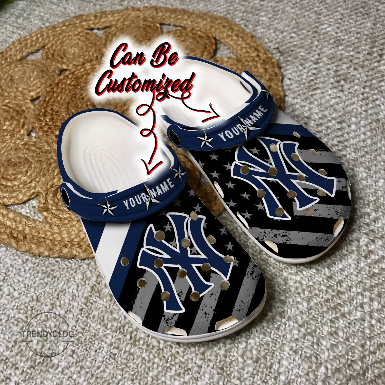 Footwearmerch Baseball Personalized NY Yankees American Flag Clog Shoes