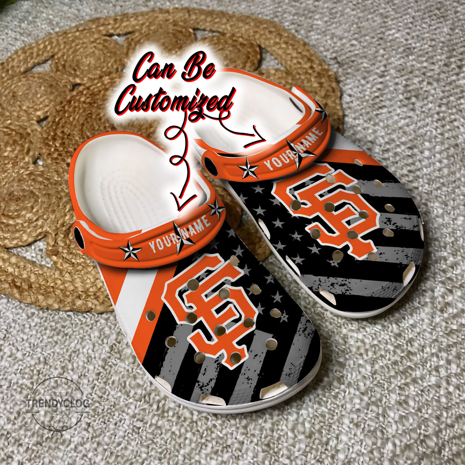Footwearmerch Baseball Personalized SF Giants American Flag Clog Shoes