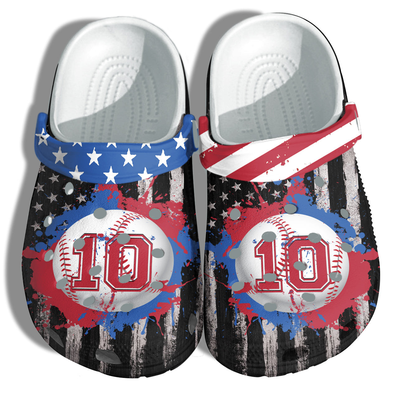 Footwearmerch Baseball Player Sport 4Th Of July Shoes Gift Women - Colorful Sport Spirit Number 10 America Flag Shoes Birthday Gift