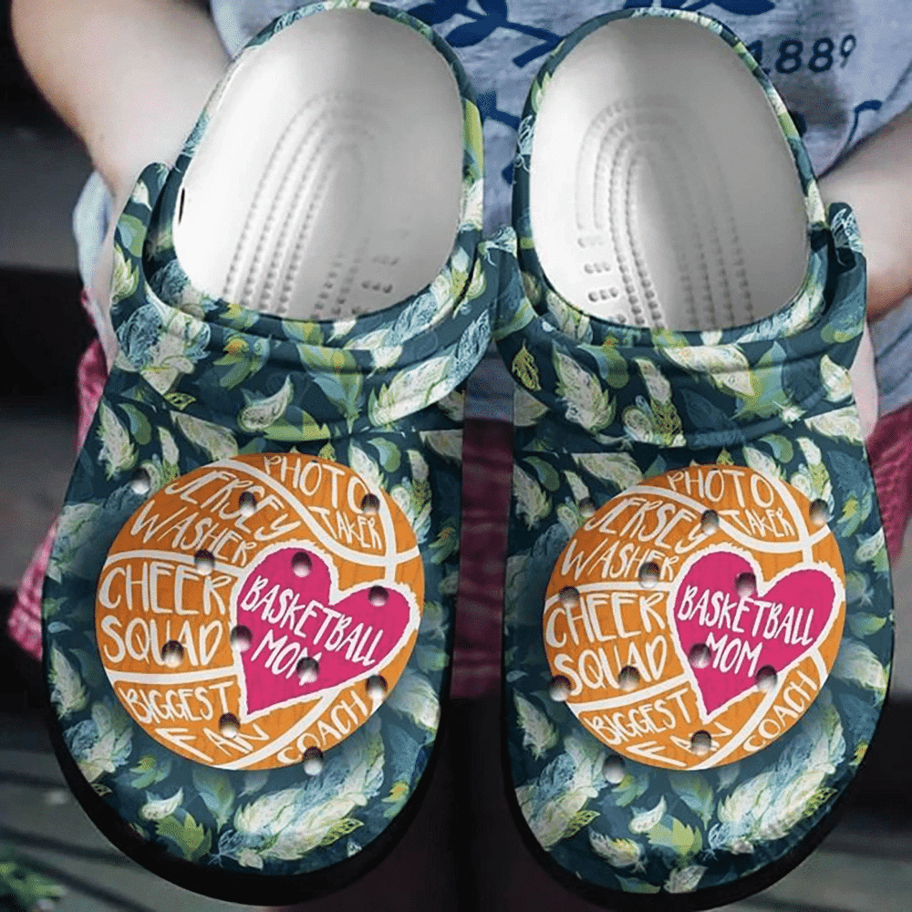 Footwearmerch Basketball Mom Green Feather Rubber clog Shoes Comfy Footwear