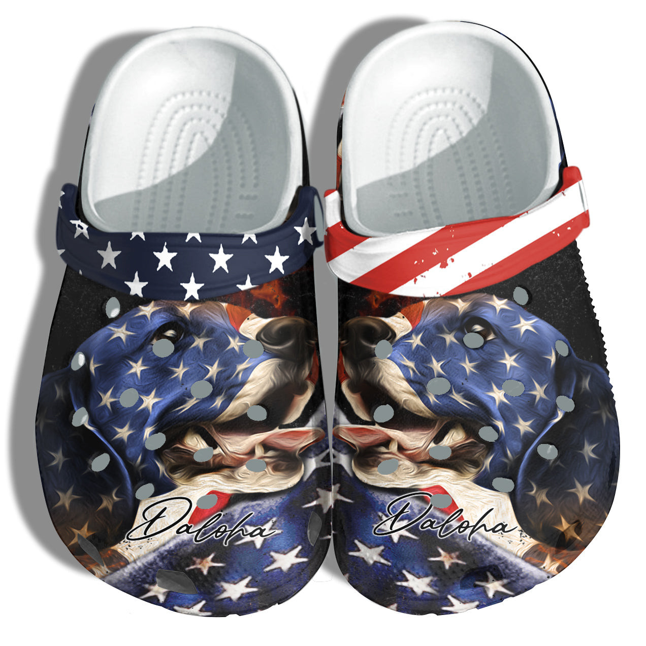 Footwearmerch Beagle Dog Patriotic Lover Personalized Name 4Th Of July Shoes Gift - Loyal Dogs America Flag Shoes Birthday Gift