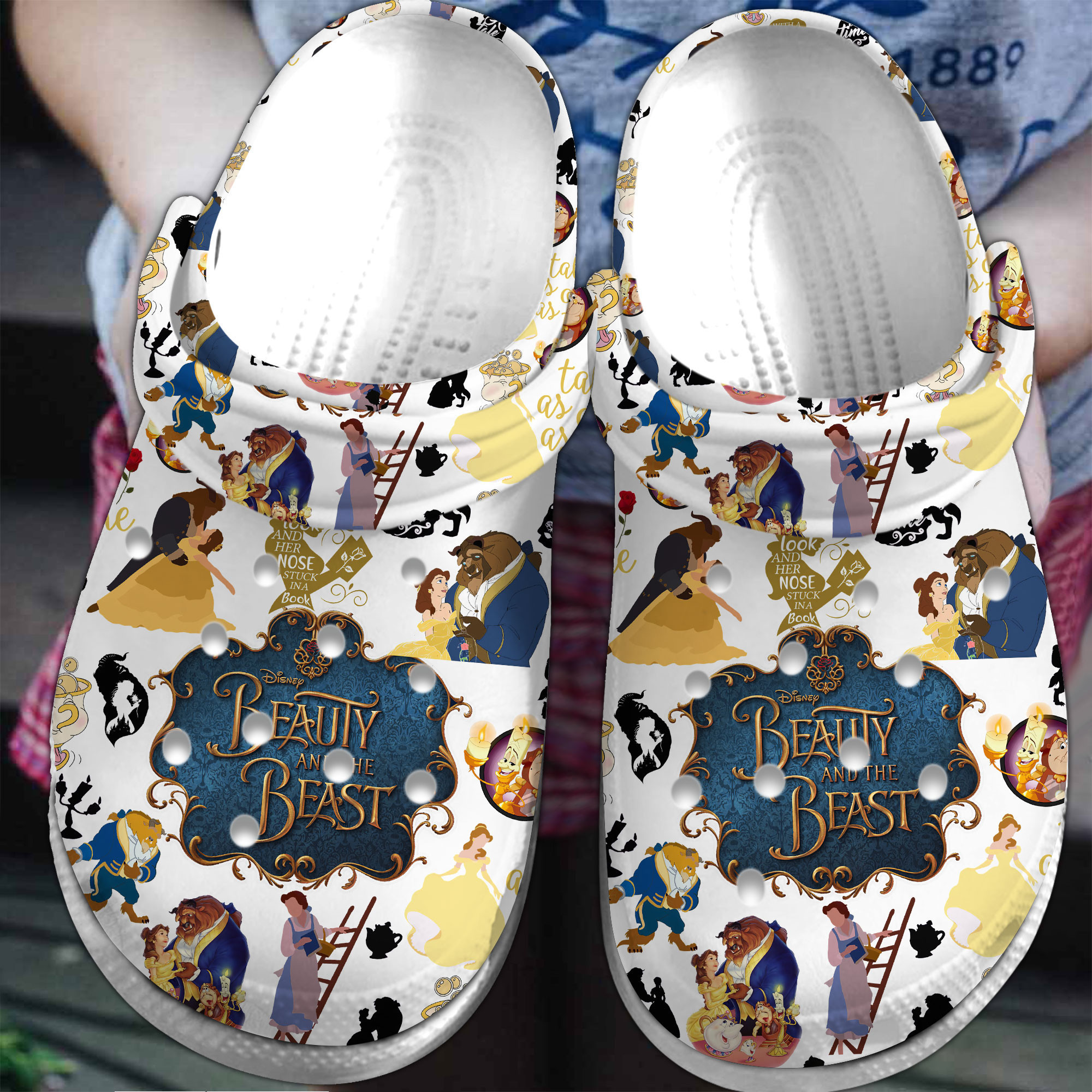 Footwearmerch Beauty And The Beast Cartoon Movie Crocs Crocband Clogs Shoes Comfortable For Men Women and Kids