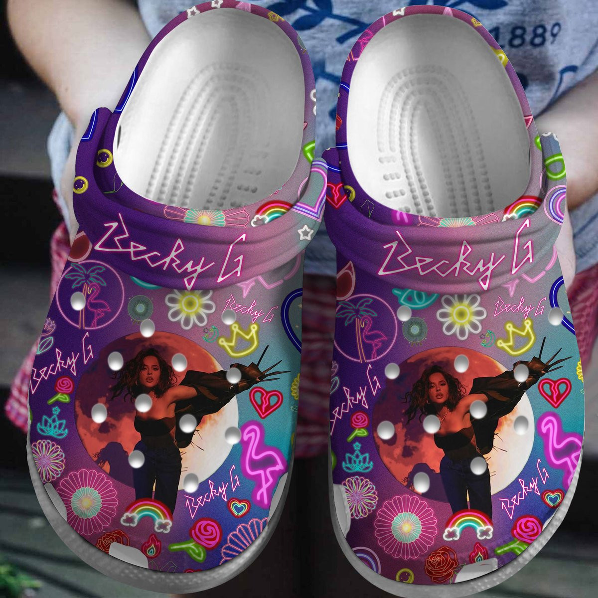 Footwearmerch Becky G Music Crocs Crocband Clogs Shoes Comfortable For Men Women and Kids