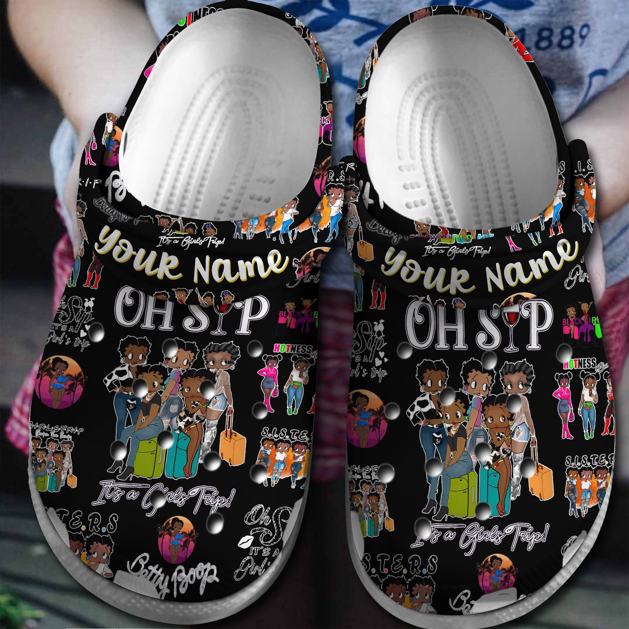 Footwearmerch Betty Boop Cartoon Crocs Crocband Clogs Shoes Comfortable For Men Women and Kids