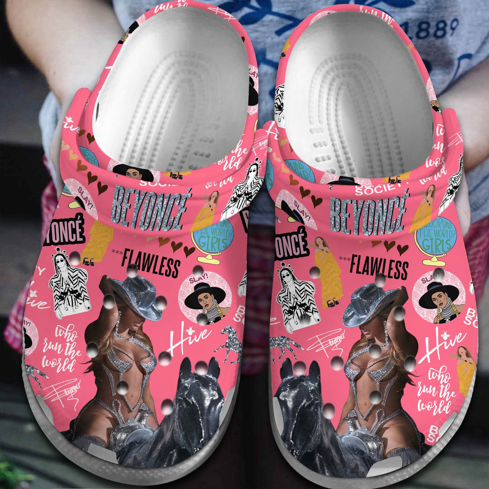 Footwearmerch Beyonce Singer Music Crocs Crocband Clogs Shoes Comfortable For Men Women and Kids