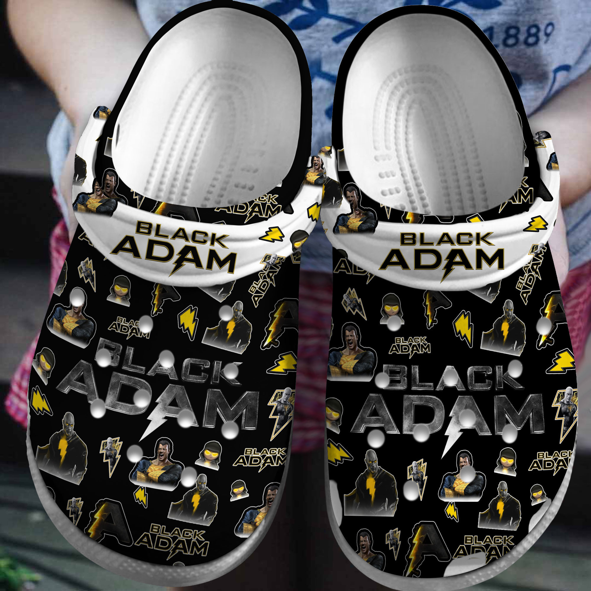 Footwearmerch Black Adam Movie Crocs Crocband Clogs Shoes Comfortable For Men Women and Kids
