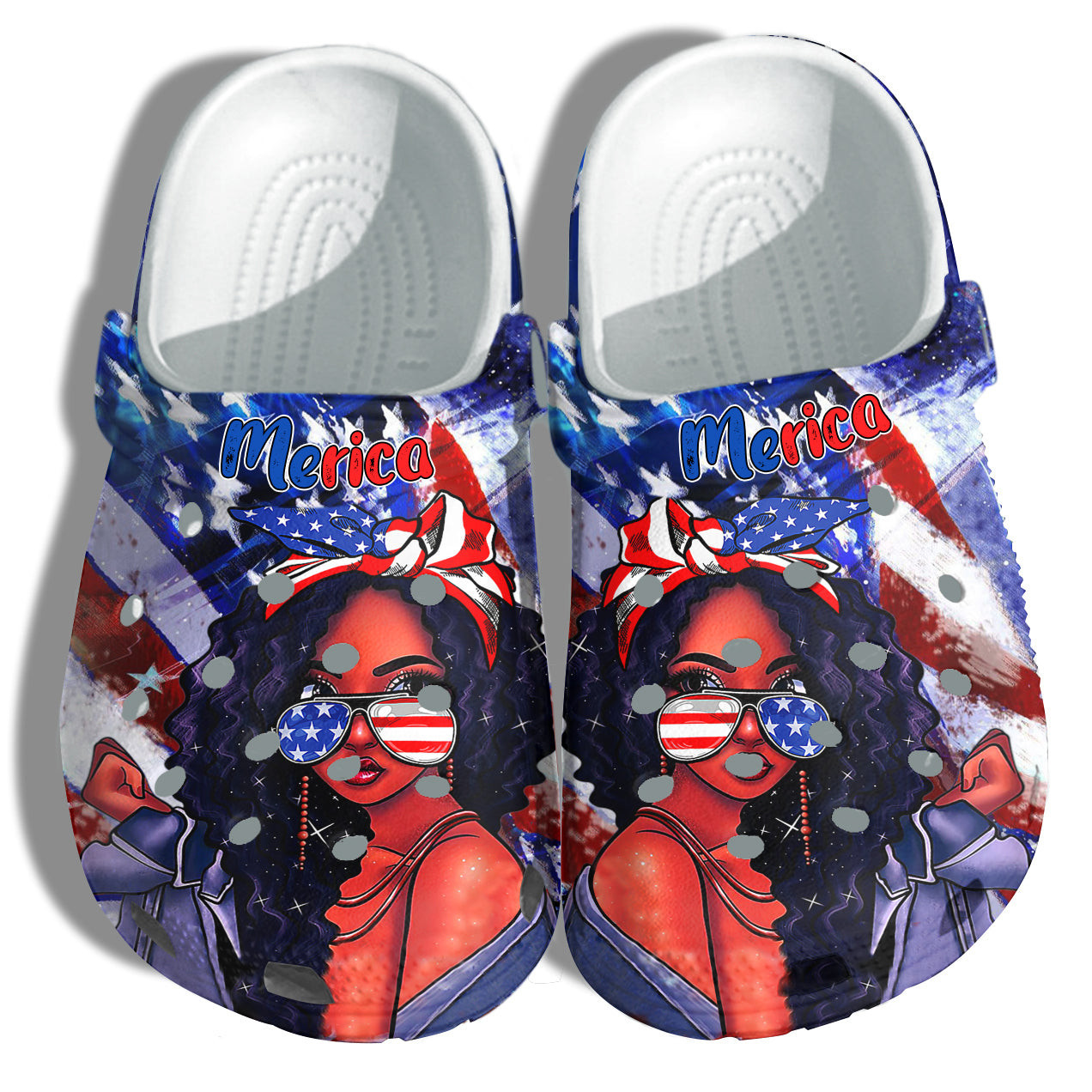 Footwearmerch Black Girl Magic 4Th Of July Shoes Gift Women - Merica Teen Black Queen Twinkle America Flag Shoes Birthday Gift