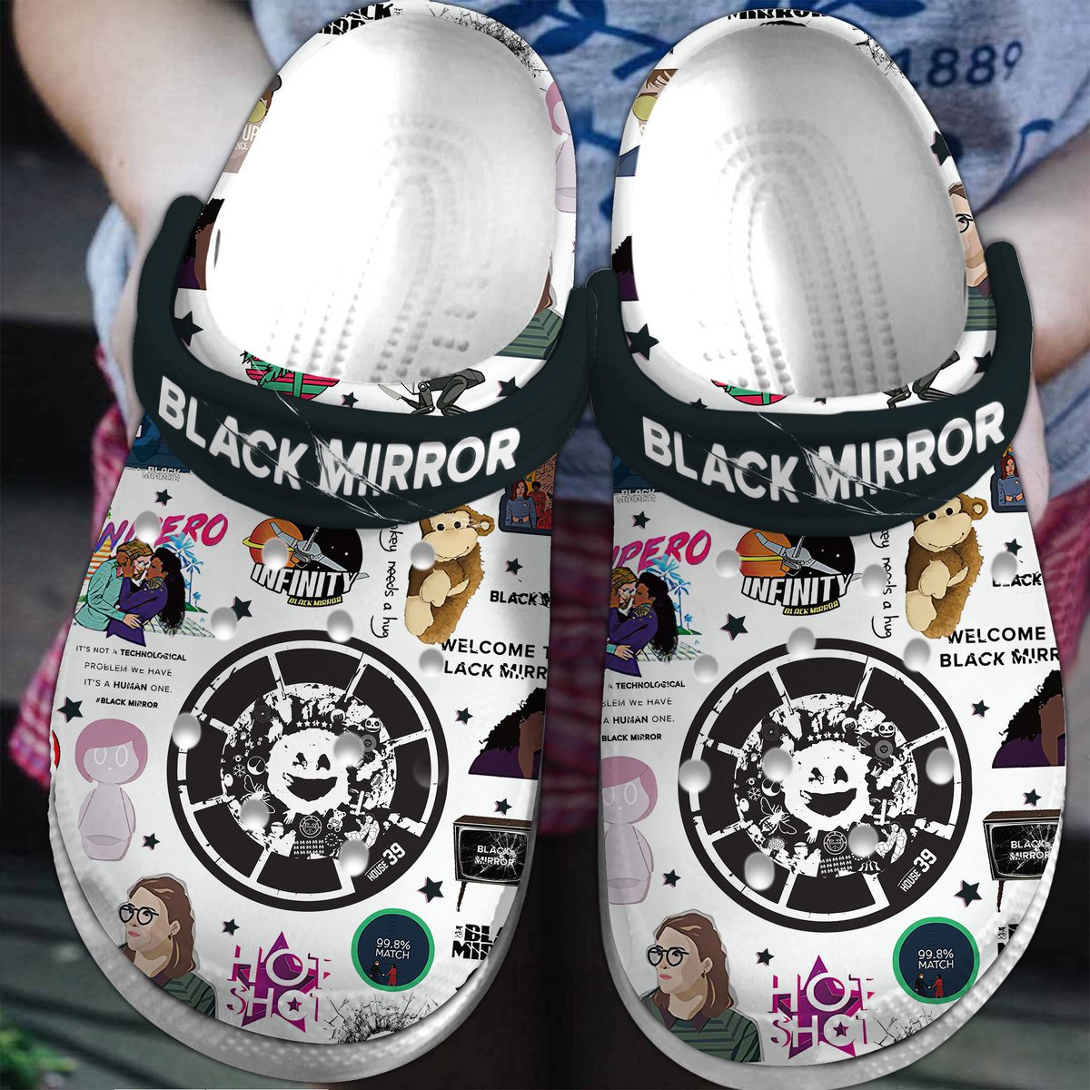 Footwearmerch Black Mirror Movie Crocs Crocband Clogs Shoes Comfortable For Men Women and Kids
