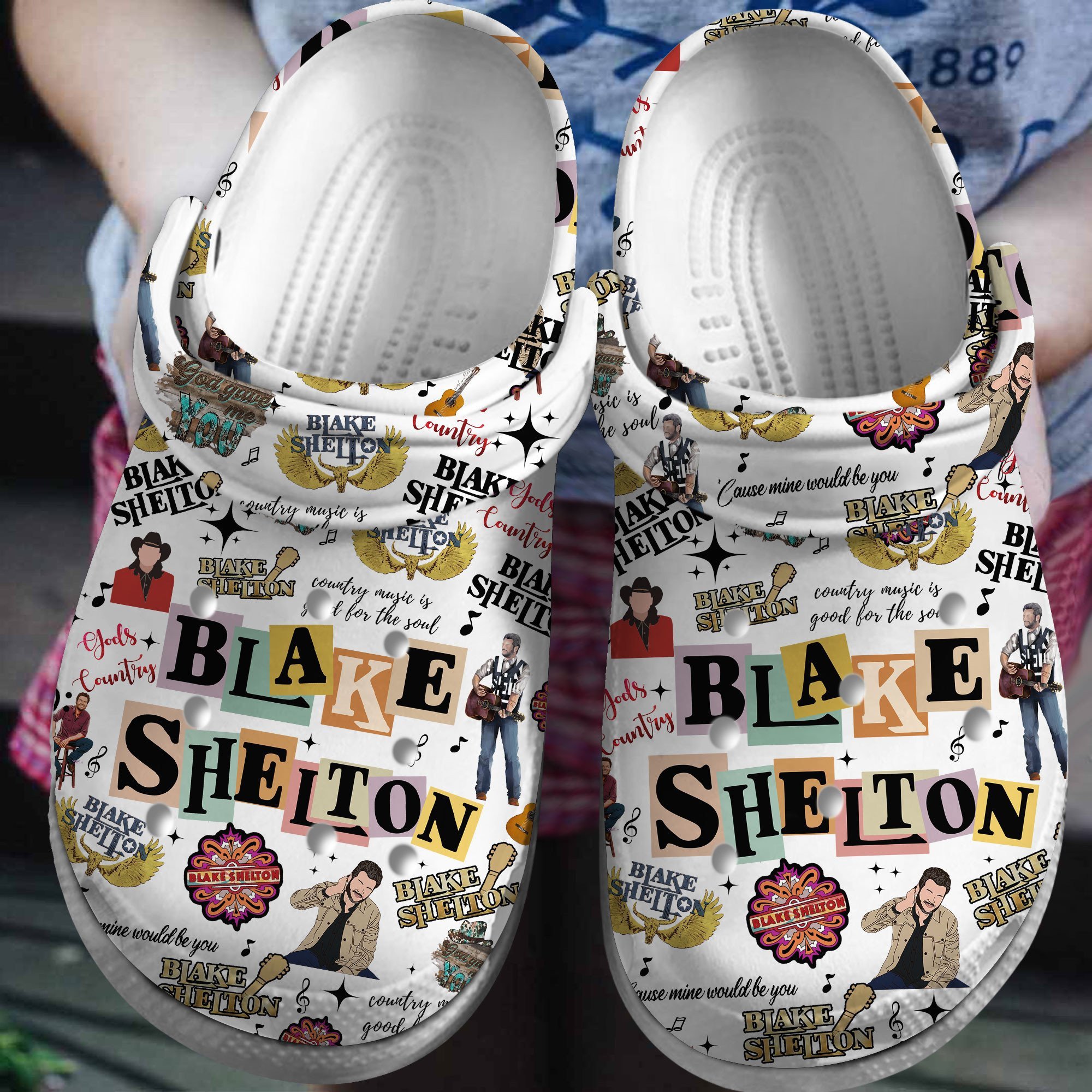 Footwearmerch Blake Shelton Music Crocs Crocband Clogs Shoes Comfortable For Men Women and Kids