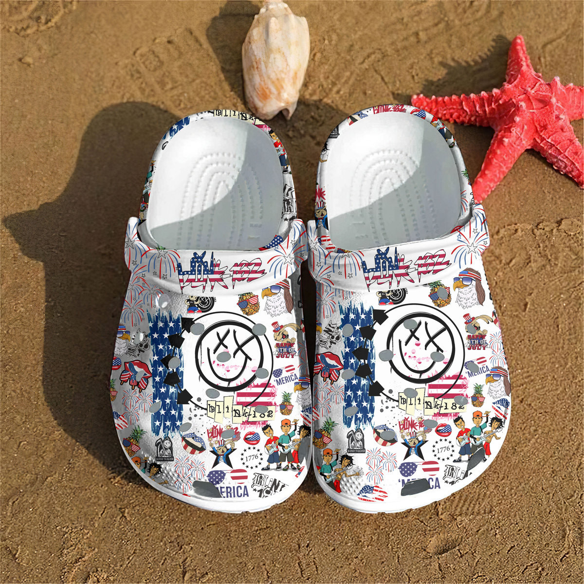 Footwearmerch Blink 182 Music Crocs Crocband Clogs Shoes Comfortable For Men Women and Kids