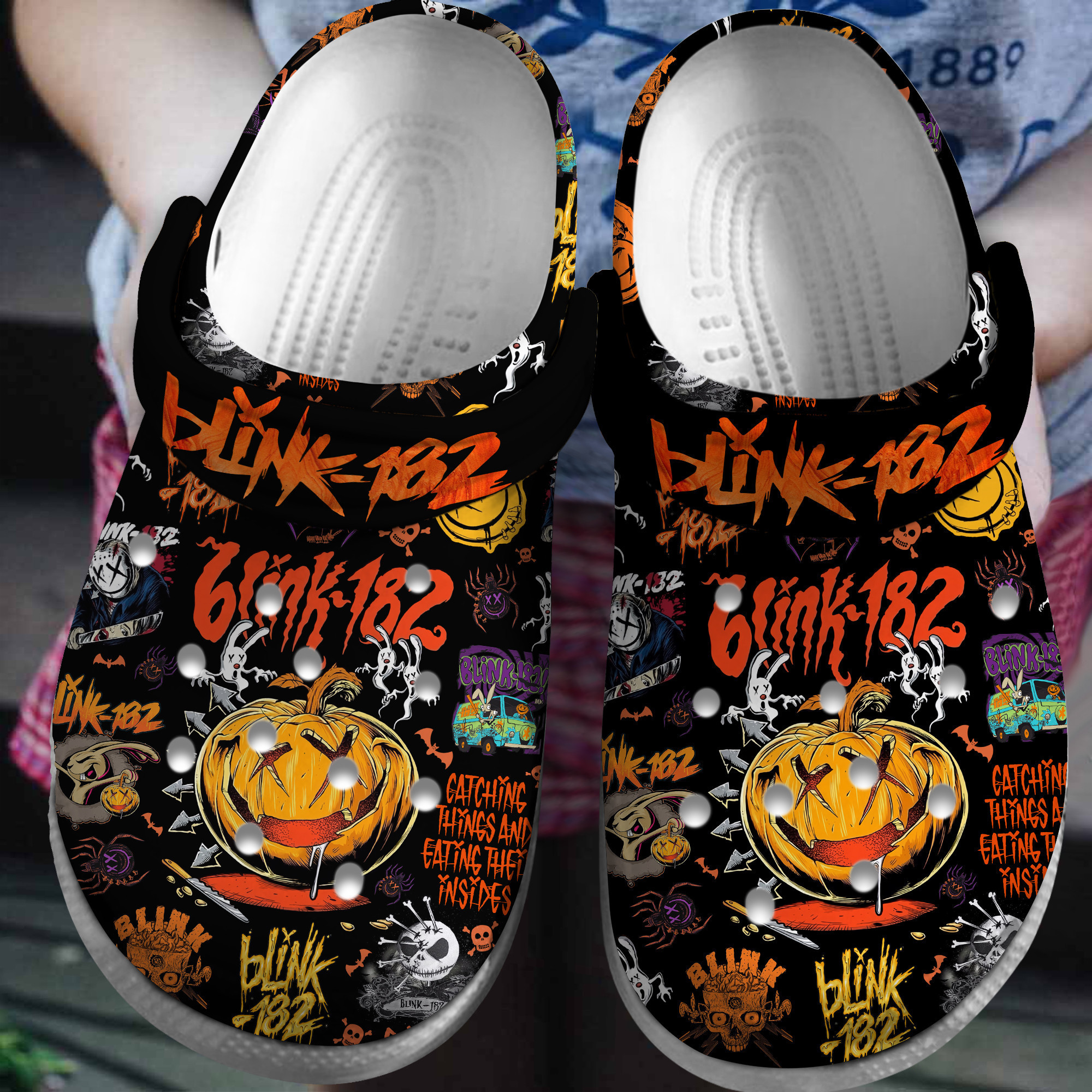 Footwearmerch Blink 182 Music Crocs Crocband Clogs Shoes Comfortable For Men Women and Kids