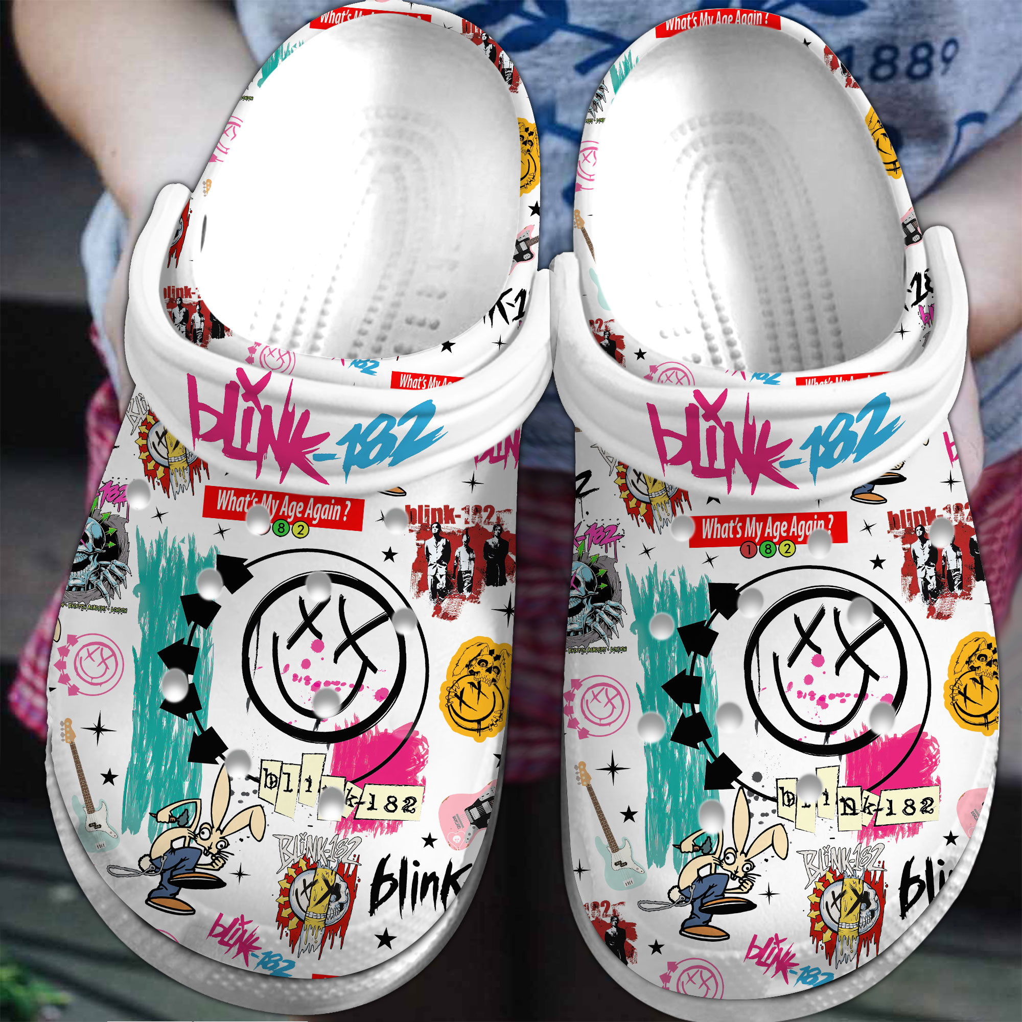 Footwearmerch Blink 182 Music Crocs Crocband Clogs Shoes Comfortable For Men Women and Kids