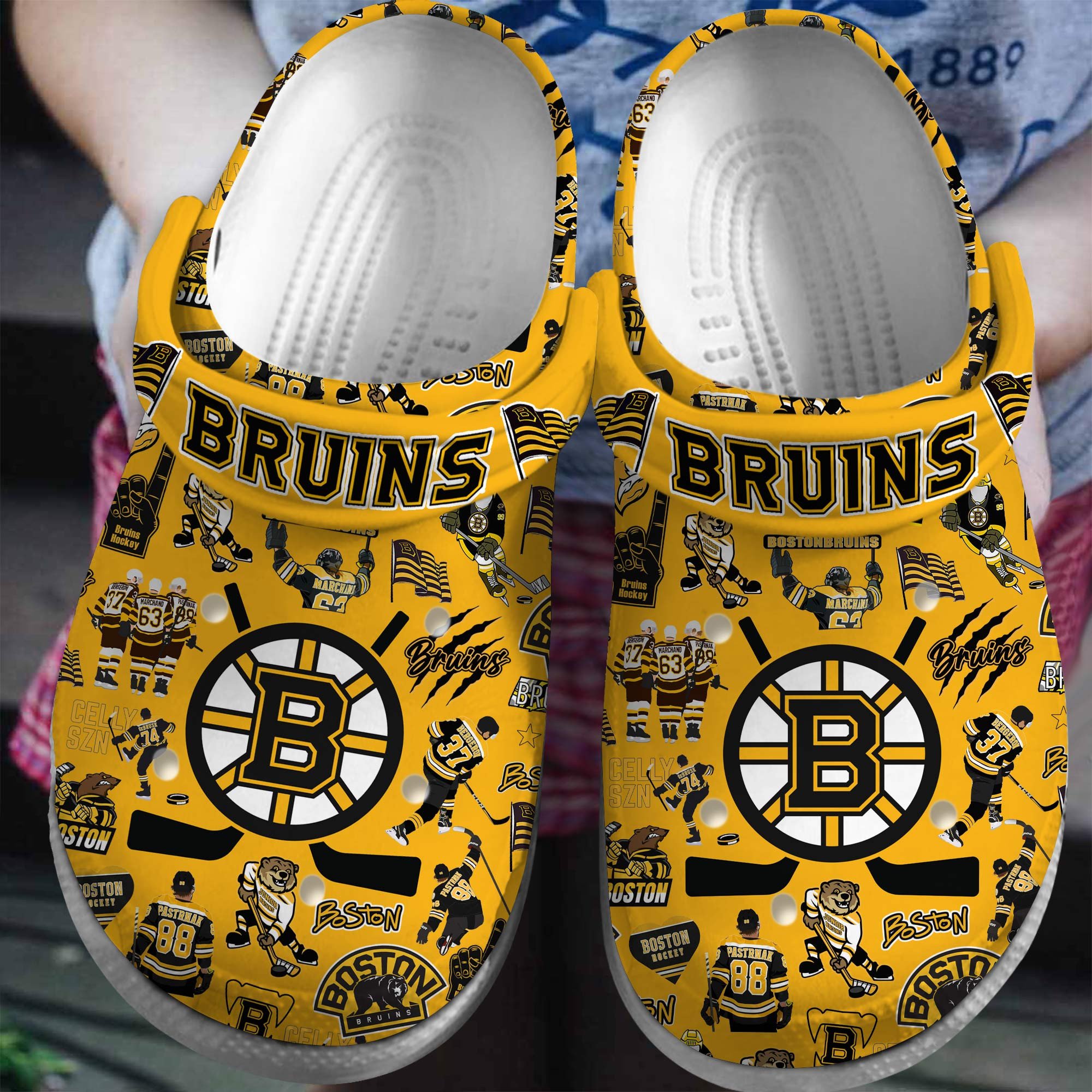 Footwearmerch Boston Bruins NHL Ice hockey Sport Crocs Crocband Clogs Shoes Comfortable For Men Women and Kids