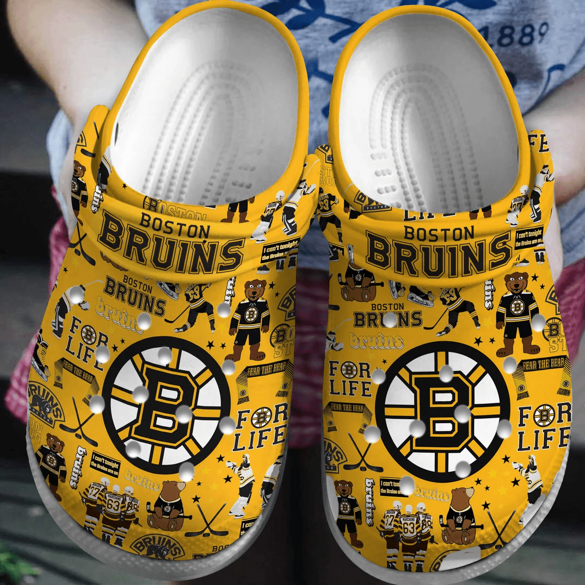Footwearmerch Boston Bruins NHL Sport Crocs Crocband Clogs Shoes Comfortable For Men Women and Kids