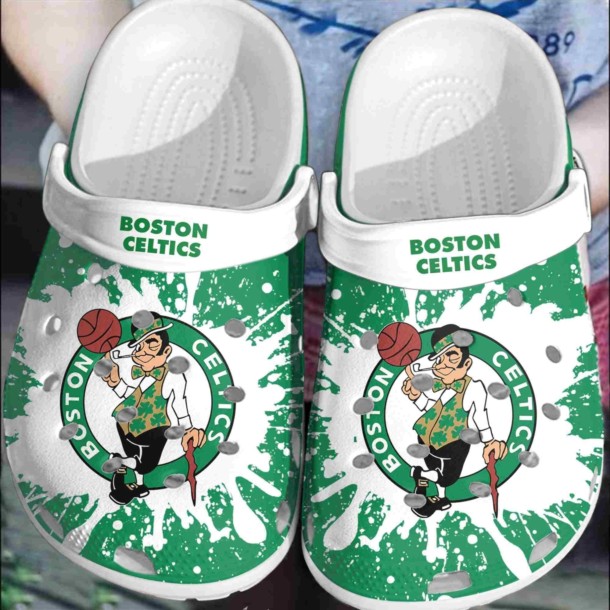 Footwearmerch Boston Celtics Basketball Club Crocs Clogs Comfortable Crocband Shoes For Men Women