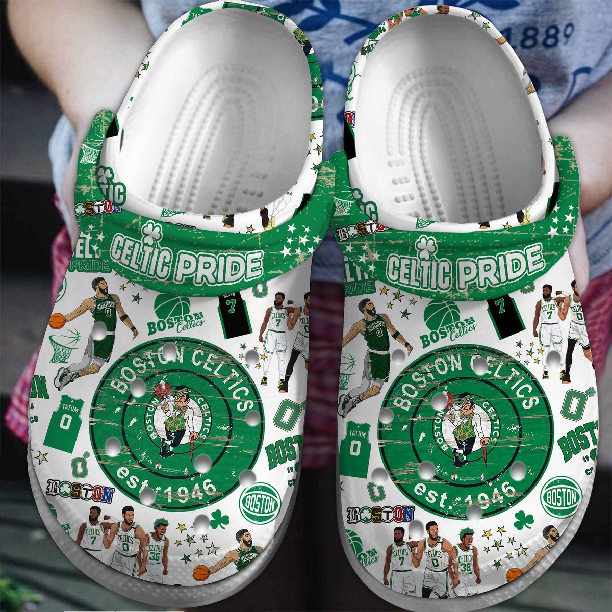 Footwearmerch Boston Celtics NBA Sport Crocs Crocband Clogs Shoes Comfortable For Men Women and Kids