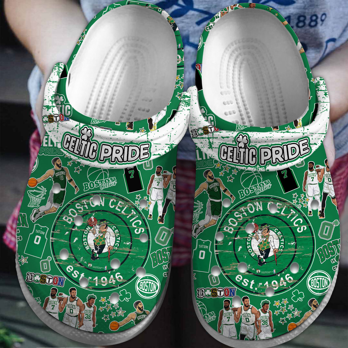 Footwearmerch Boston Celtics NBA Sport Crocs Crocband Clogs Shoes Comfortable For Men Women and Kids
