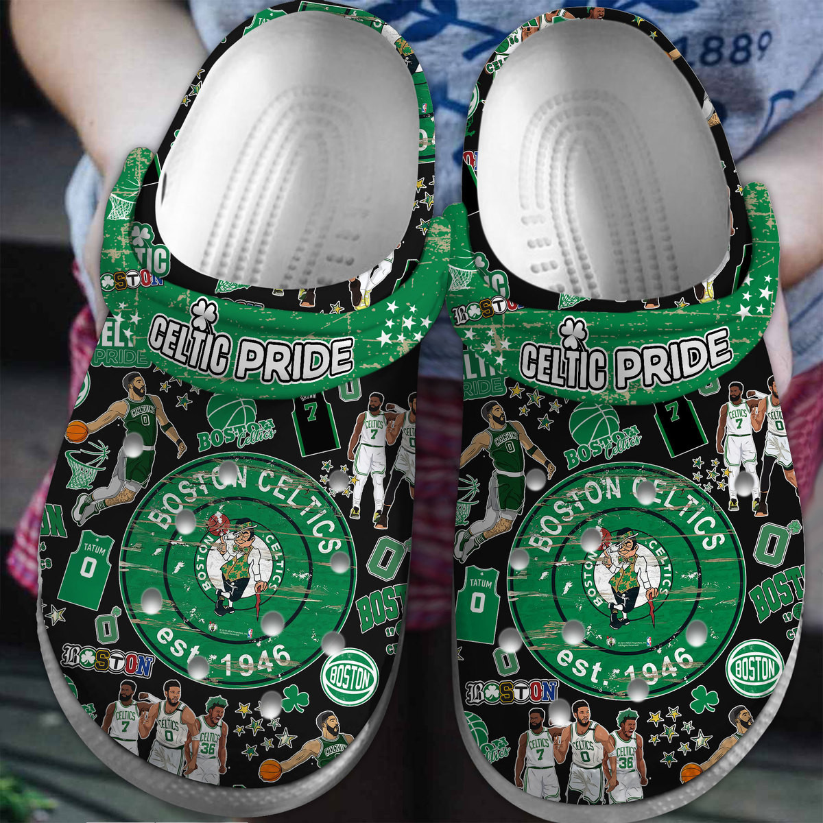 Footwearmerch Boston Celtics NBA Sport Crocs Crocband Clogs Shoes Comfortable For Men Women and Kids