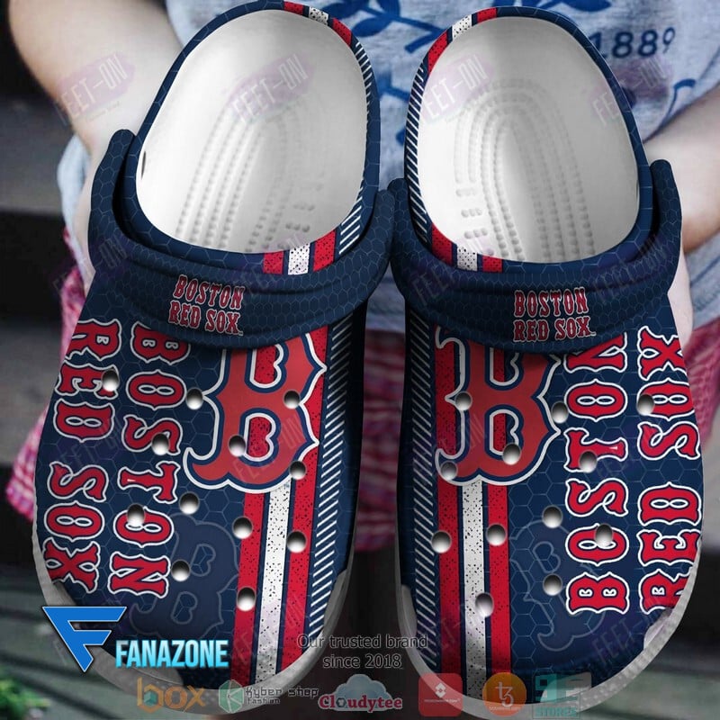 Footwearmerch Boston Red Sox MLB logo blue red MLB Sport Crocs Clogs Crocband Shoes Comfortable For Men Women and Kids