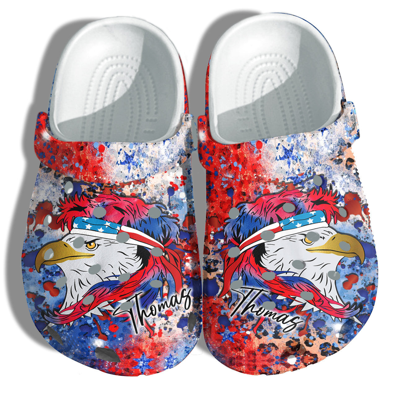 Footwearmerch Brave Eagle Hawk America Flag Shoes Customize Name- Veterans Proud Personalized Name 4Th Of July Shoes Birthday Gift