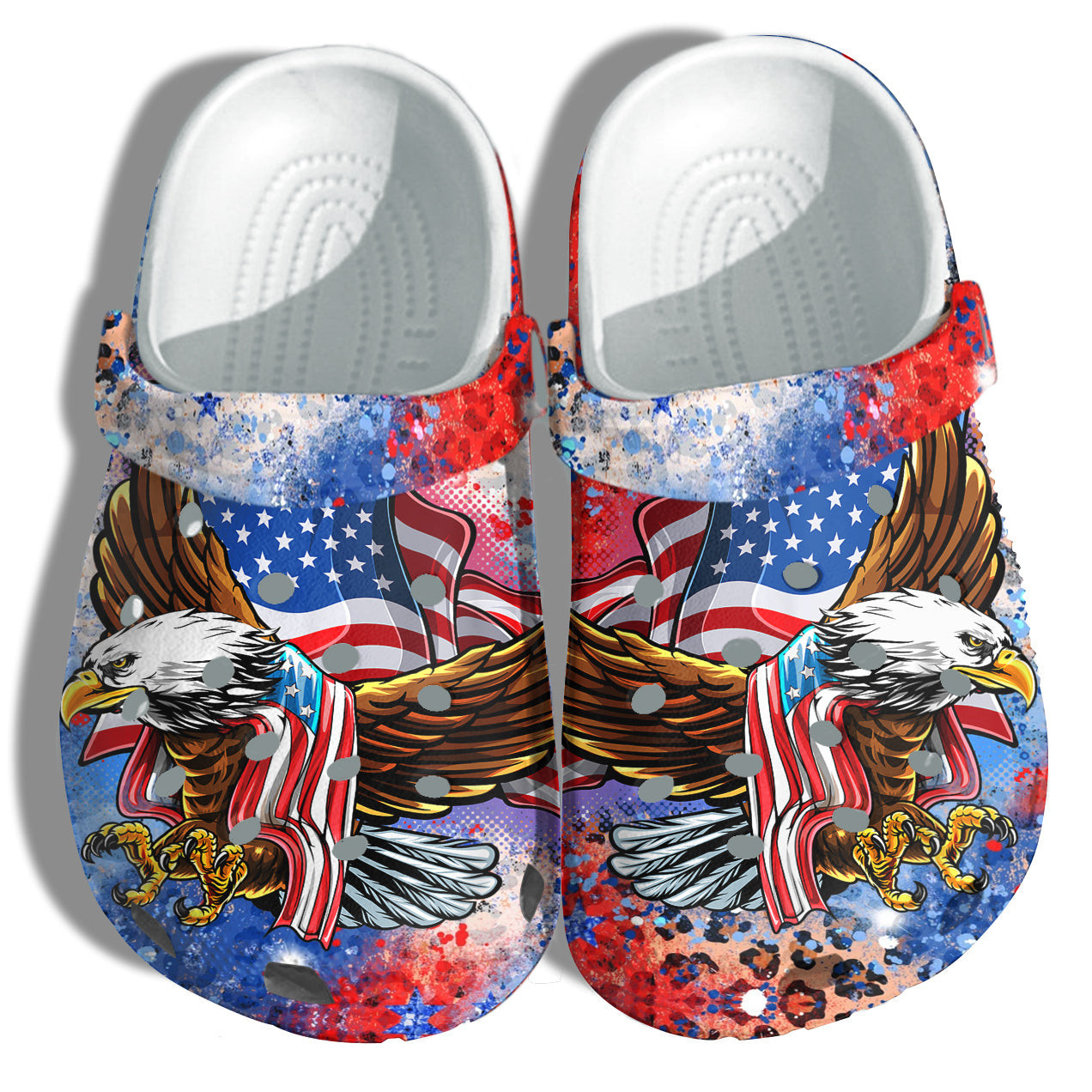 Footwearmerch Brave Eagle Hawk America Flag Shoes Gift Women - Leopard Tie Dye 4Th Of July Shoes Birthday Gift