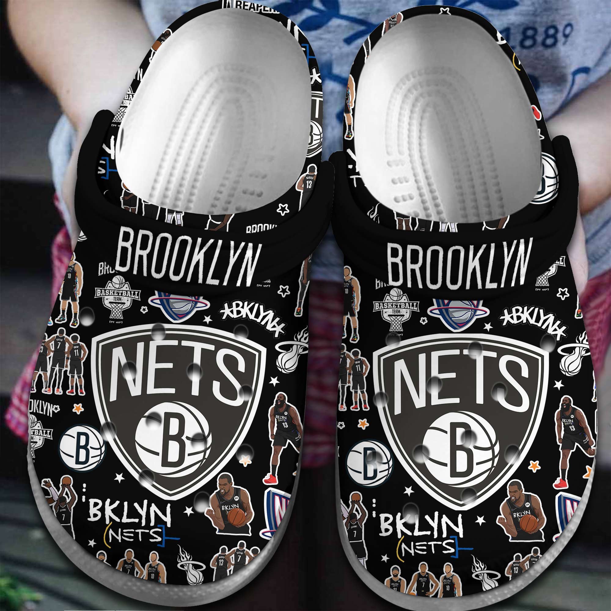 Footwearmerch Brooklyn Nets NBA Basketball Sport Crocs Crocband Clogs Shoes Comfortable For Men Women and Kids