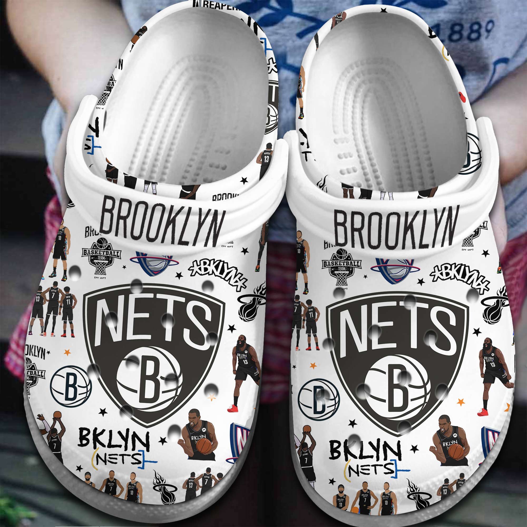Footwearmerch Brooklyn Nets NBA Basketball Sport Crocs Crocband Clogs Shoes Comfortable For Men Women and Kids