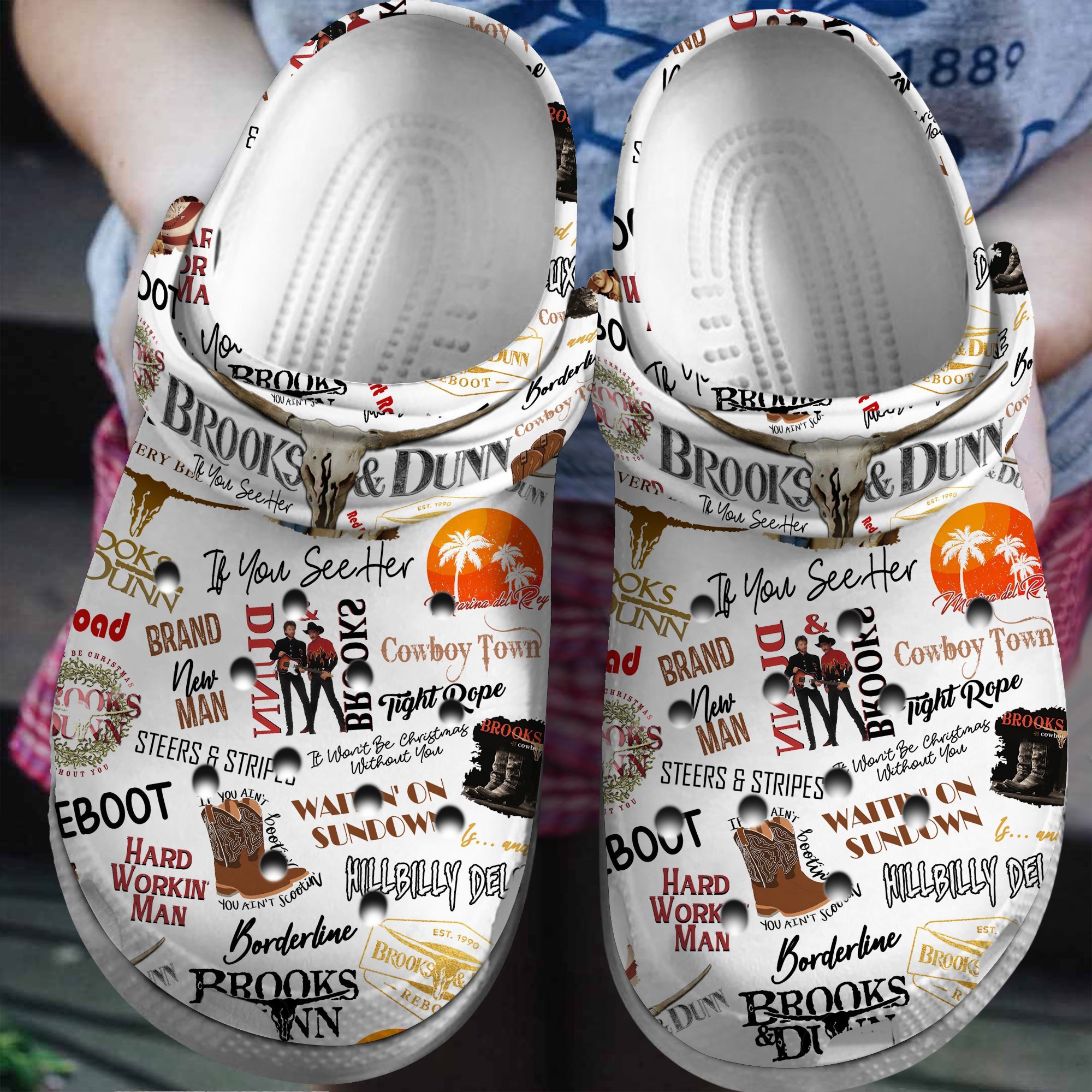 Footwearmerch Brooks and Dunn Music Crocs Crocband Clogs Shoes Comfortable For Men Women and Kids